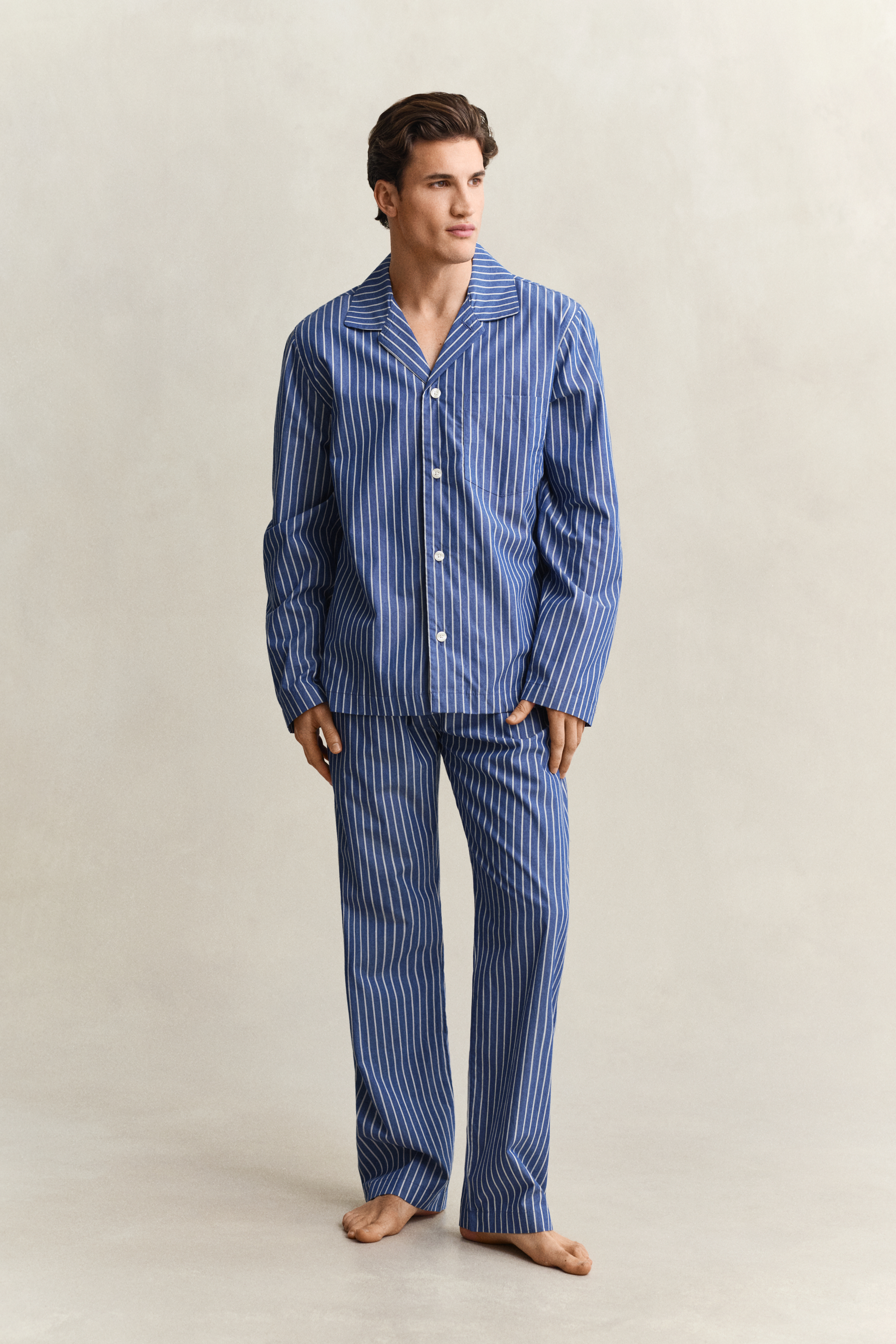 Gant Men's Deep Cobalt Striped Poplin Pajama Set (M)