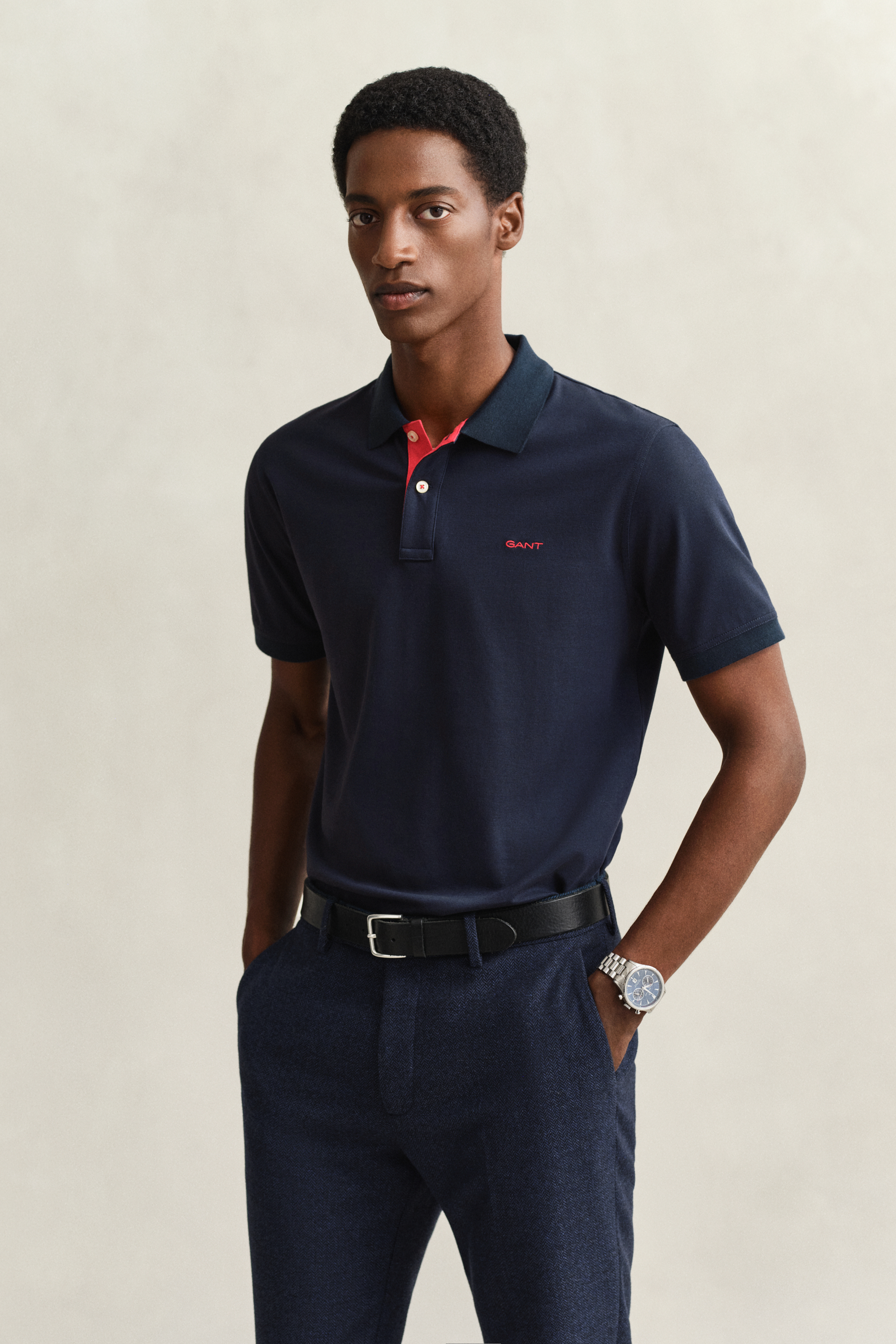 Gant Men's Navy Contrast Piqué Polo Shirt (Xxl) Evening Blue