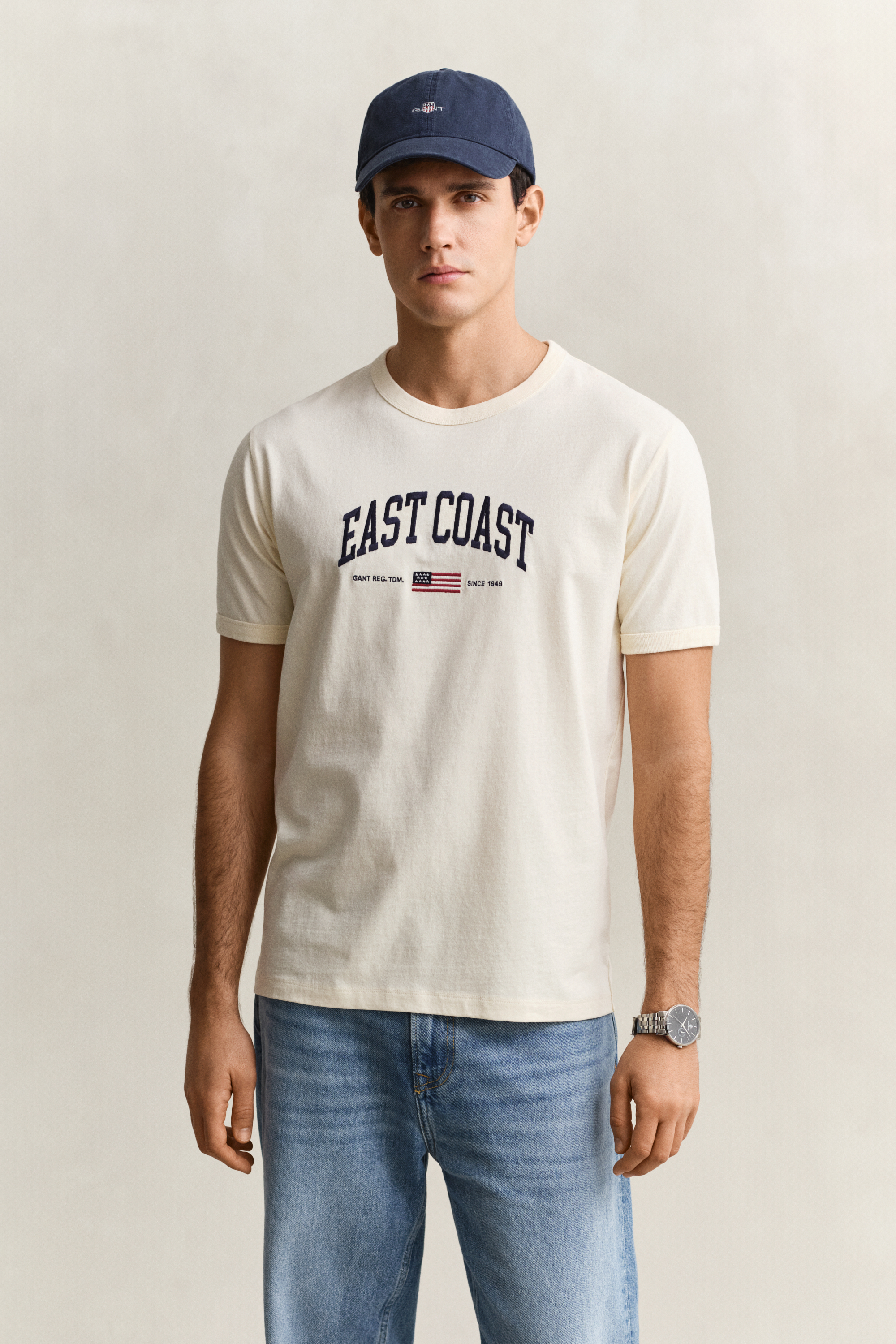 Gant Men's White Spray Graphic T-Shirt (S) Cream