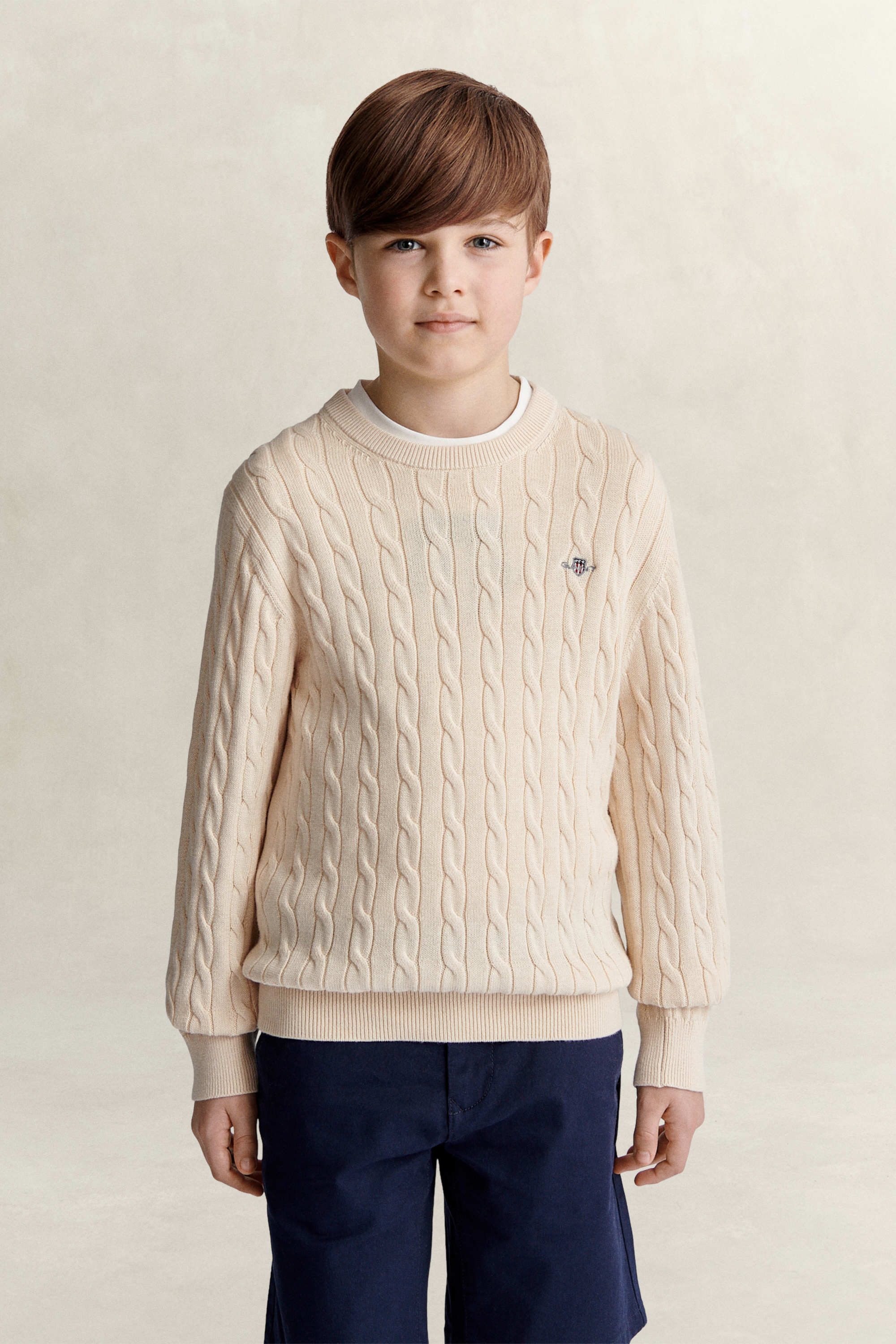 Gant Men's Creamed White Teens Teen Boys Shield Sweater (122/128)