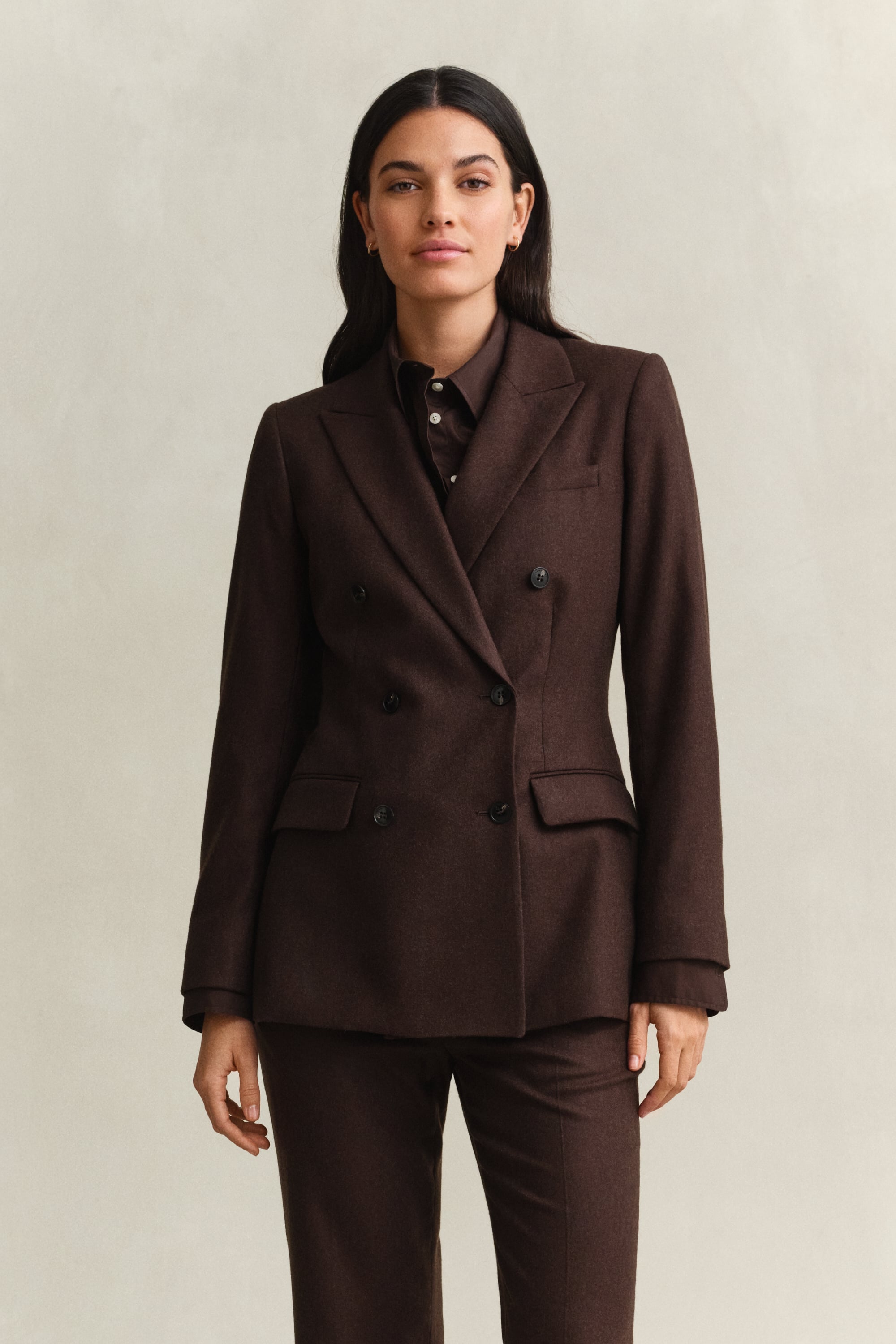 Gant Women's Brown Flannel Blazer (34) Deep
