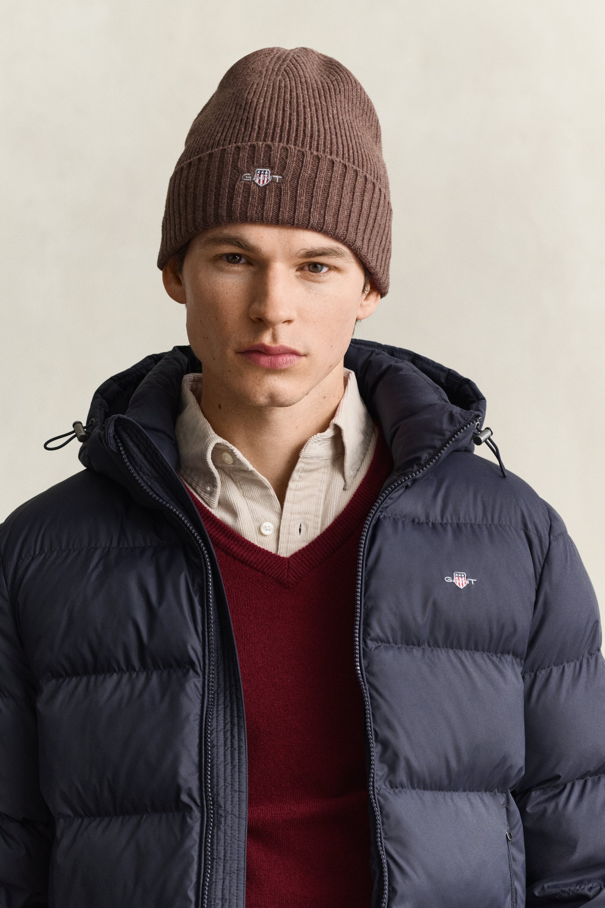 Gant Men's Shadow Brown Shield Wool Beanie (One Size)