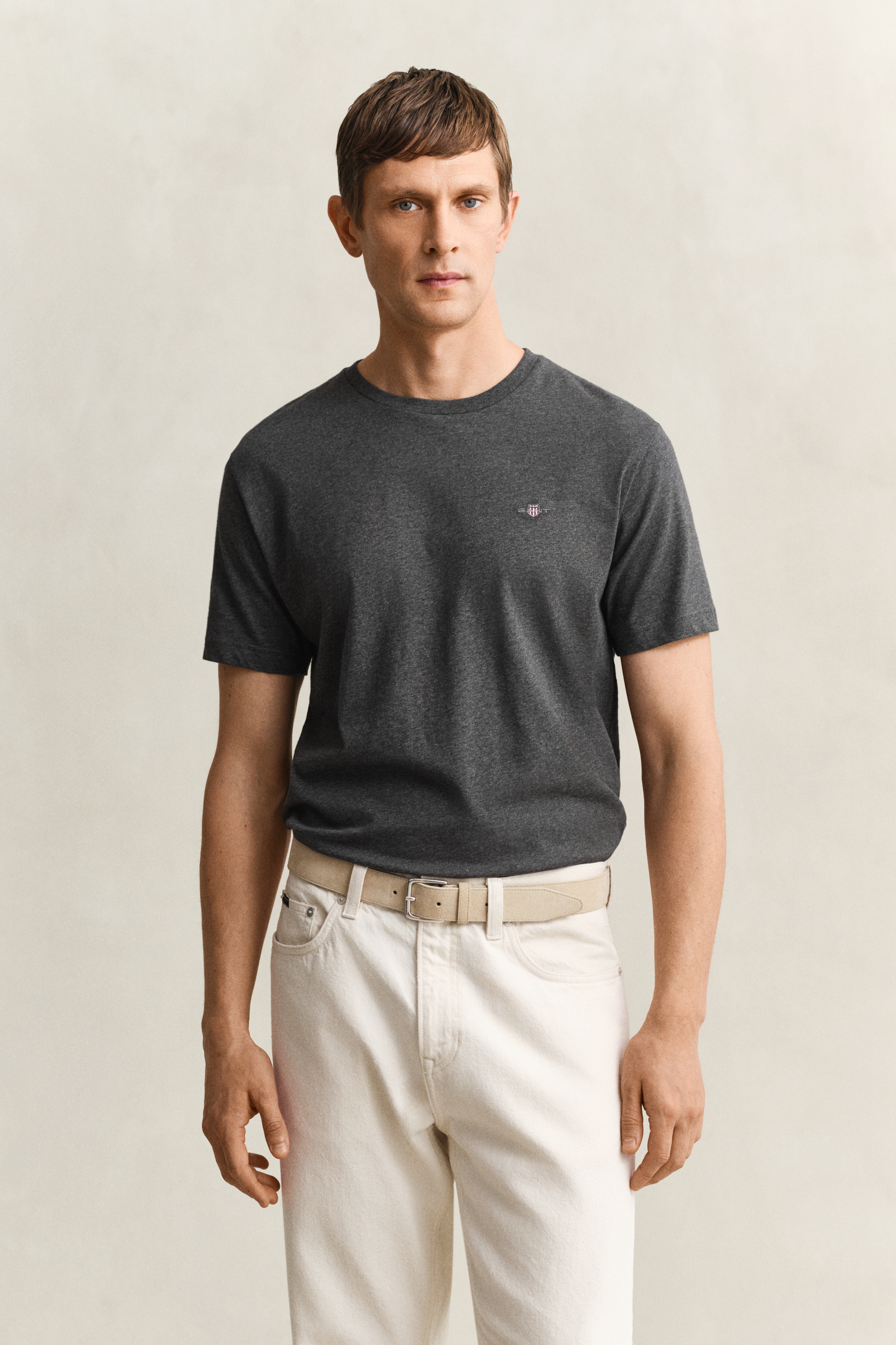 Gant Men's Dark Grey Regular Fit Shield T-Shirt (M) Antracit Melange