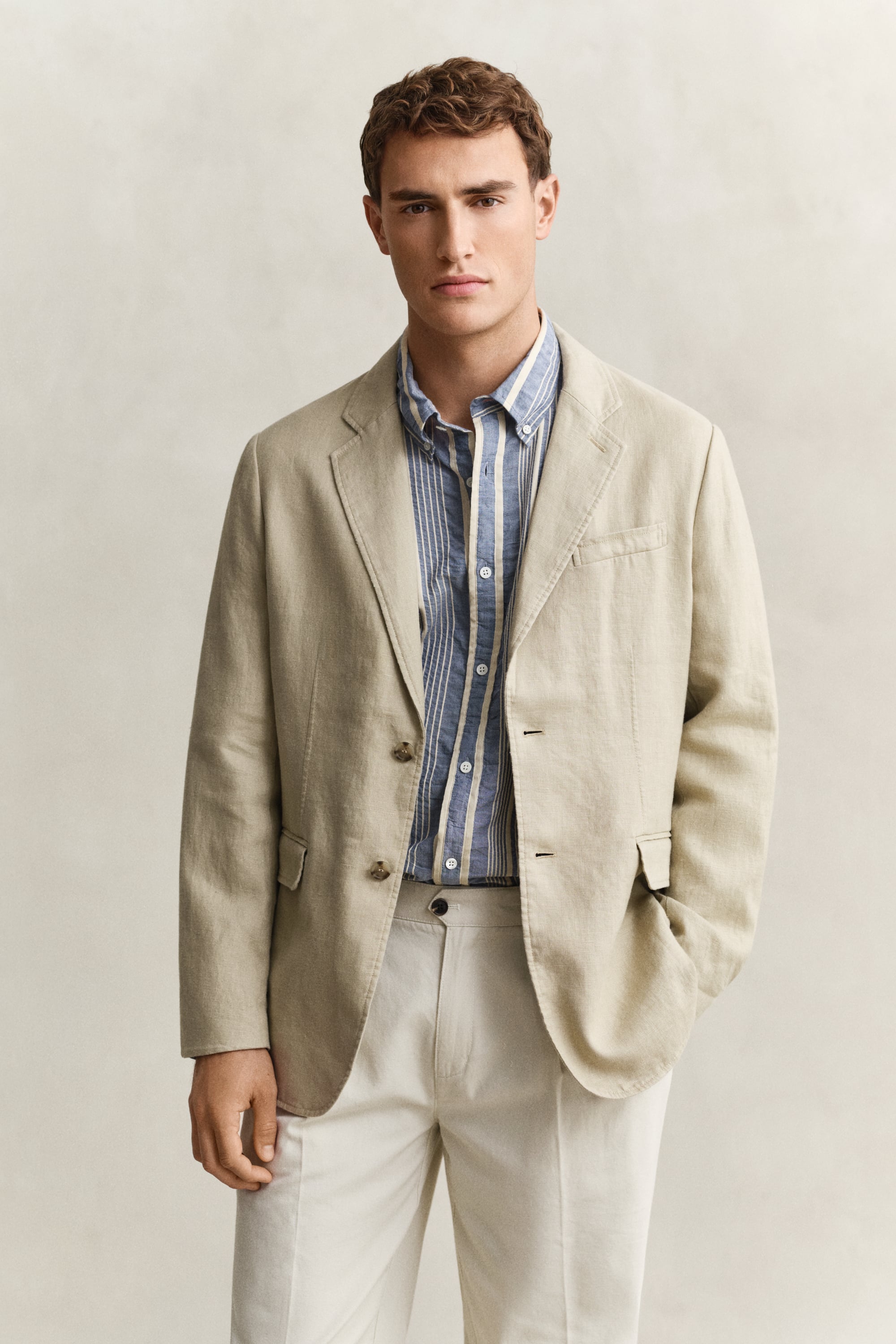 Gant Men's Oat Beige Linen Blazer (54)