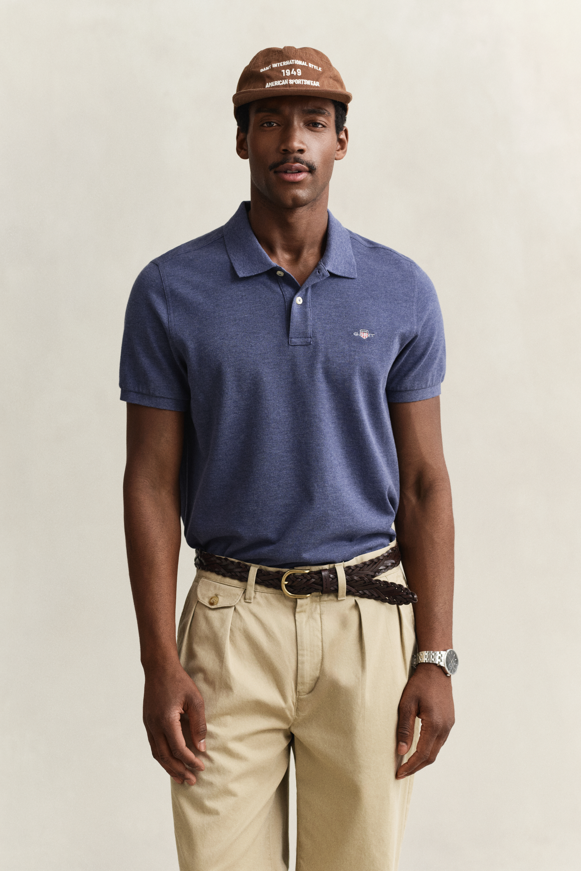 Gant Men's Blue Regular Fit Polo Shirt (S) Dk Jeans Melange