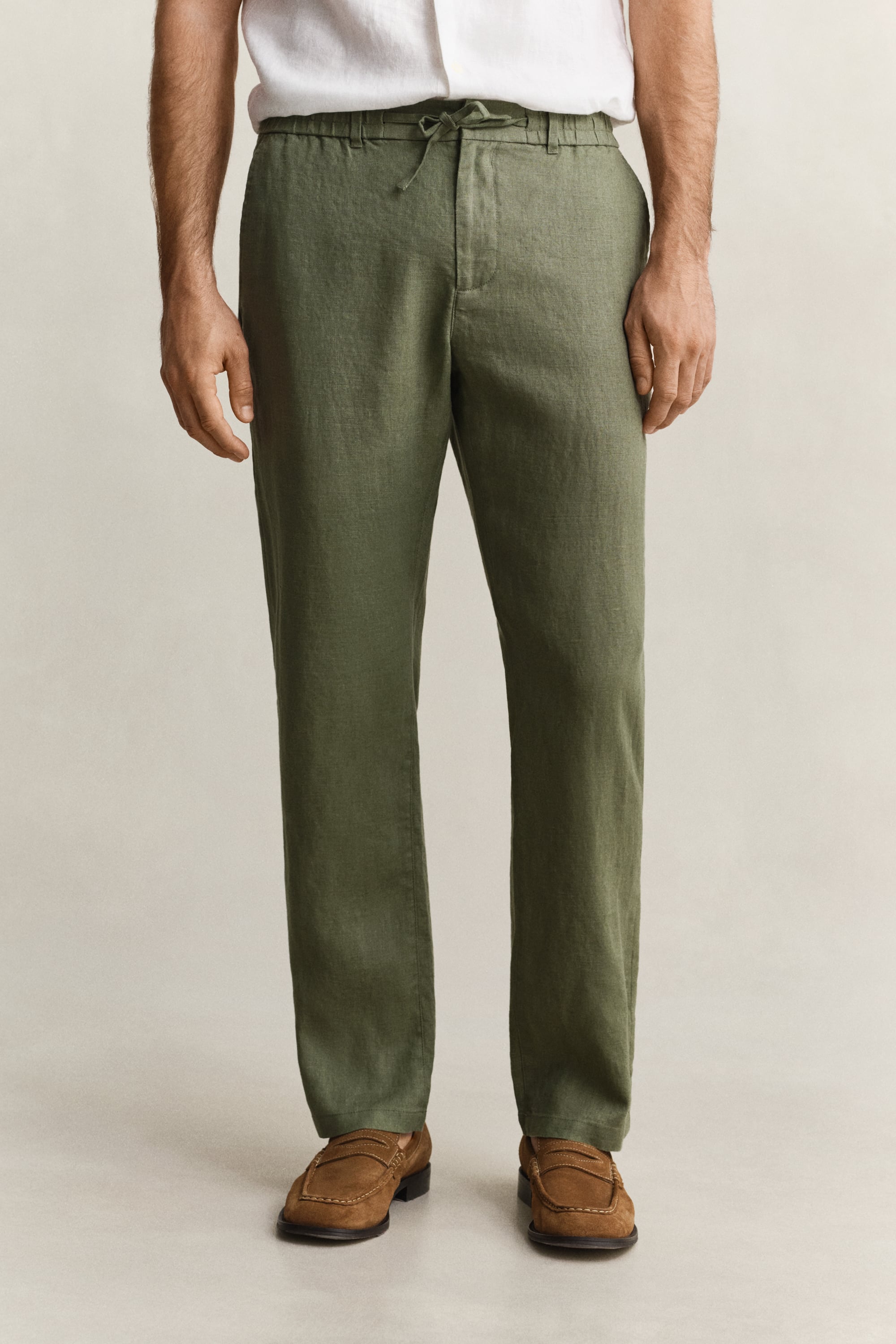 Gant Men's Dry Herb Green Linen Pants (Xl)