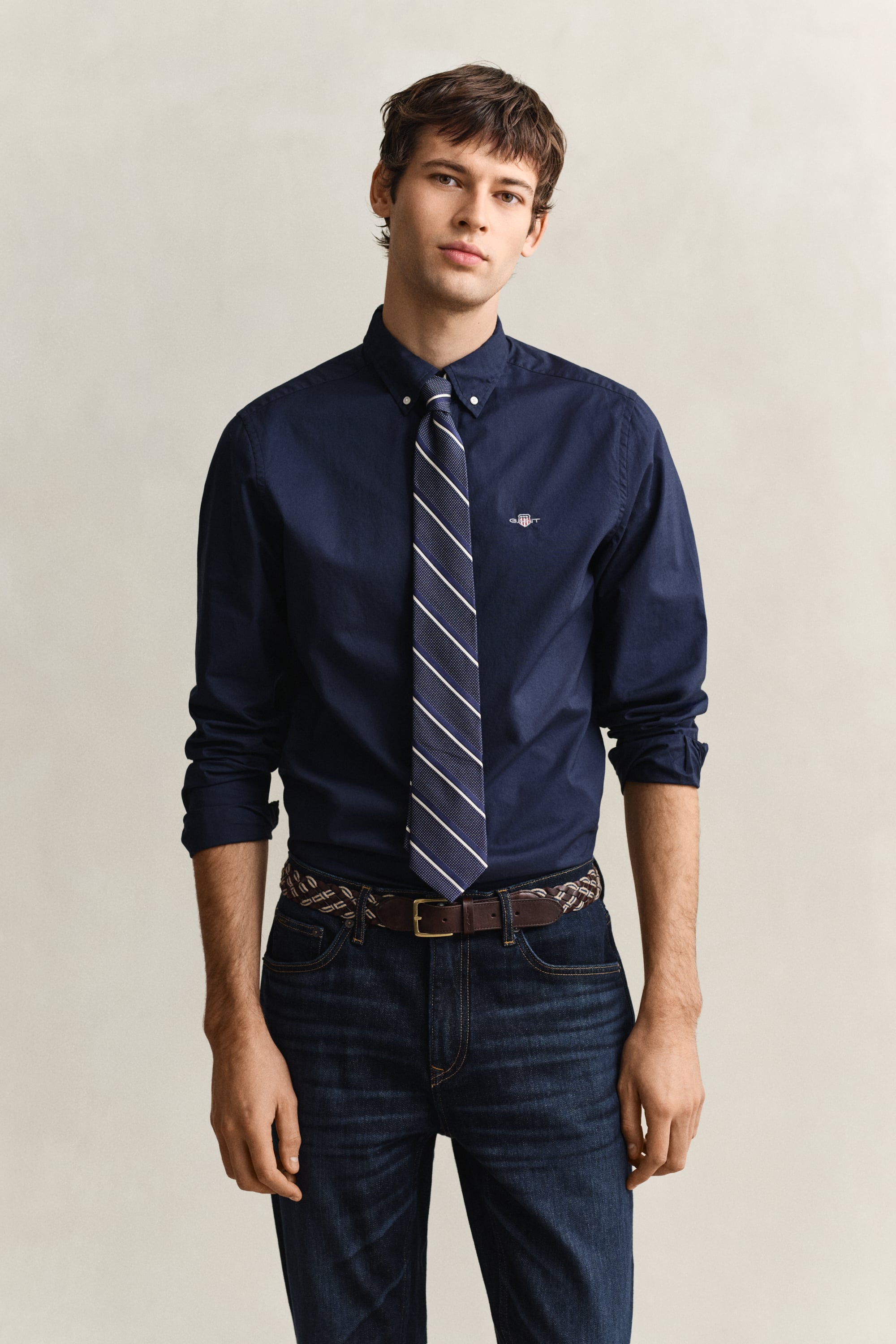 Gant Men's Navy Slim Fit Classic Poplin Shirt (Xxl) Marine