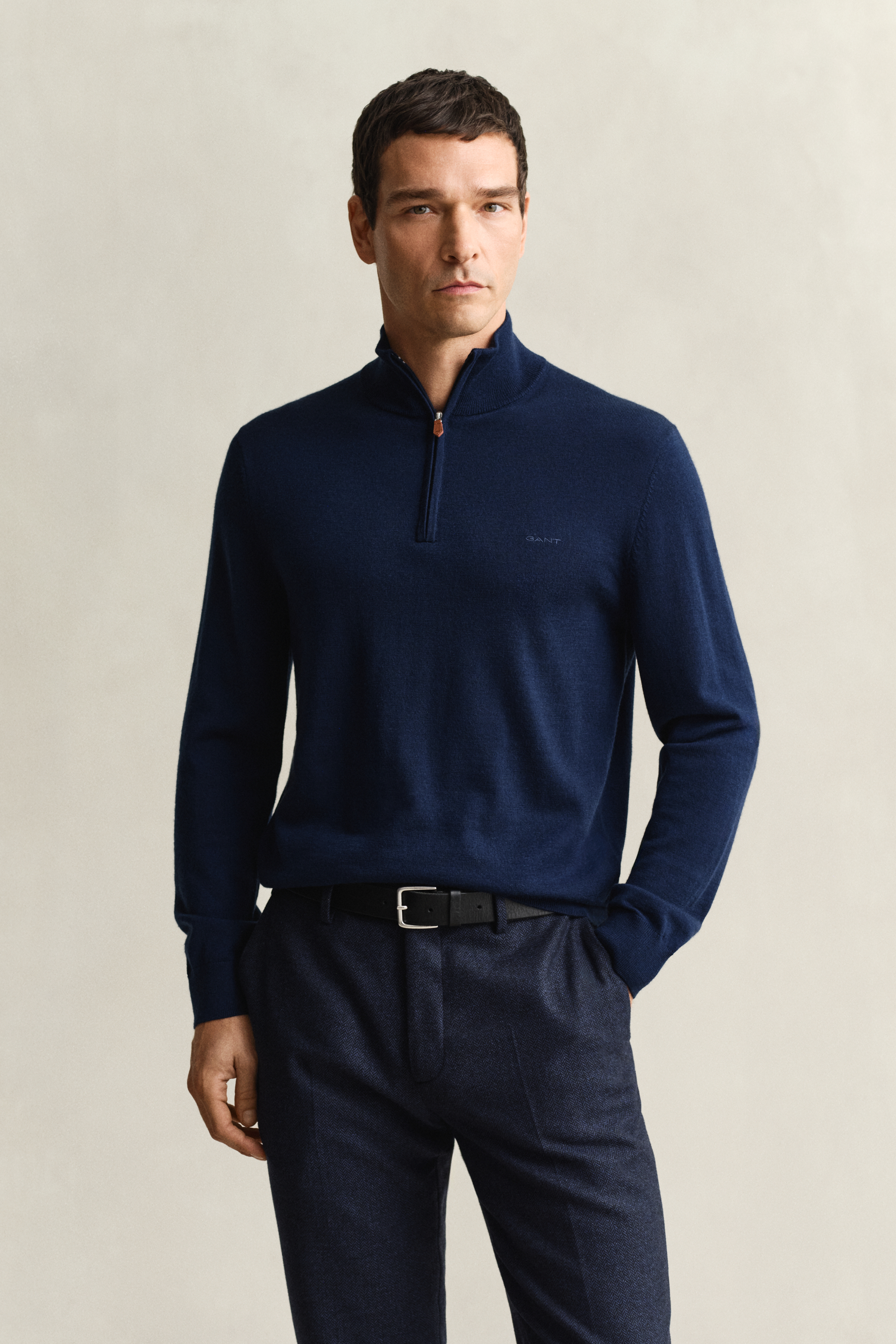 Gant Men's Navy Extra Fine Merino Wool Half-Zip Sweater (4Xl) Marine