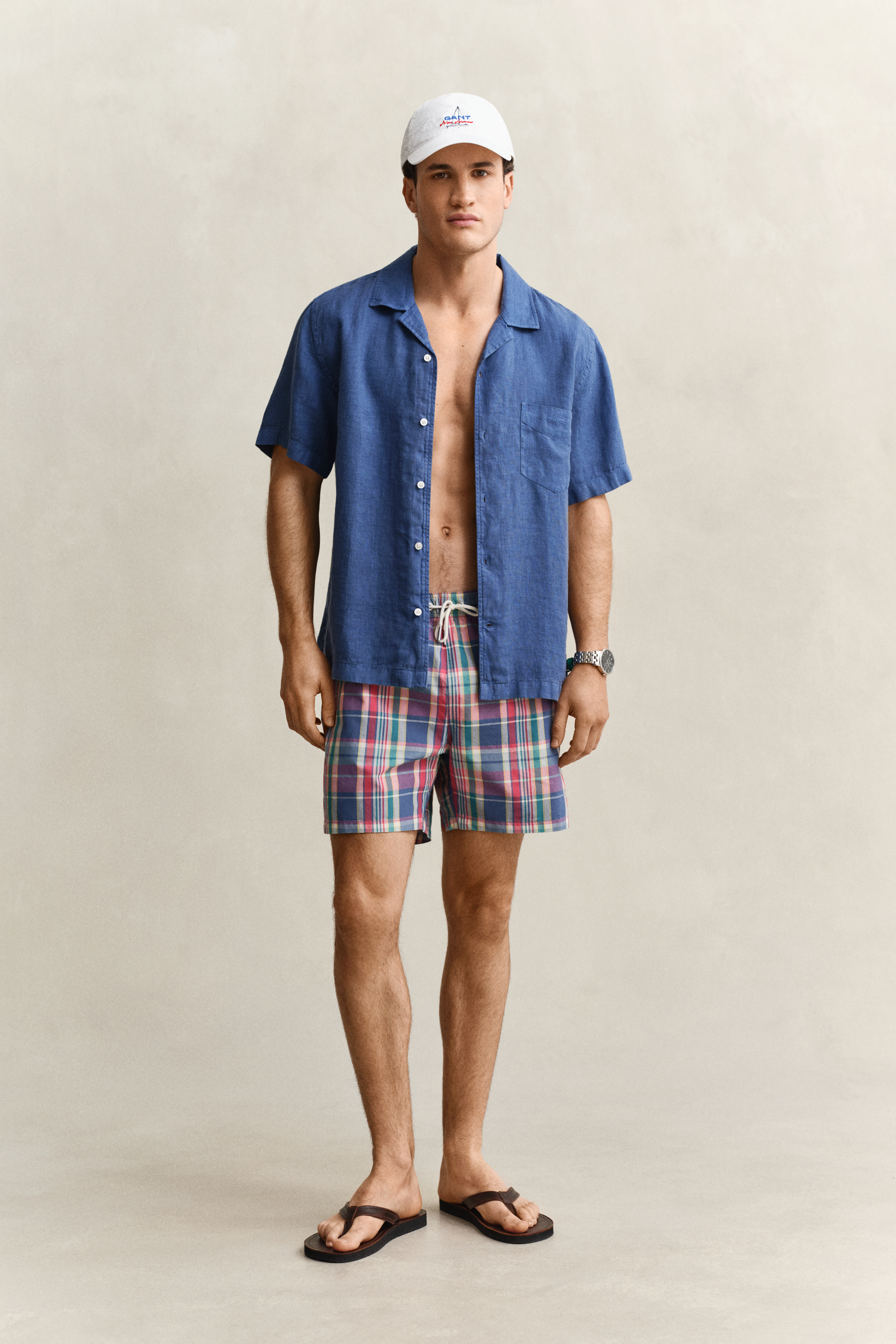 Gant Men's Rose Red Madras Checked Swim Shorts (Xxxl)