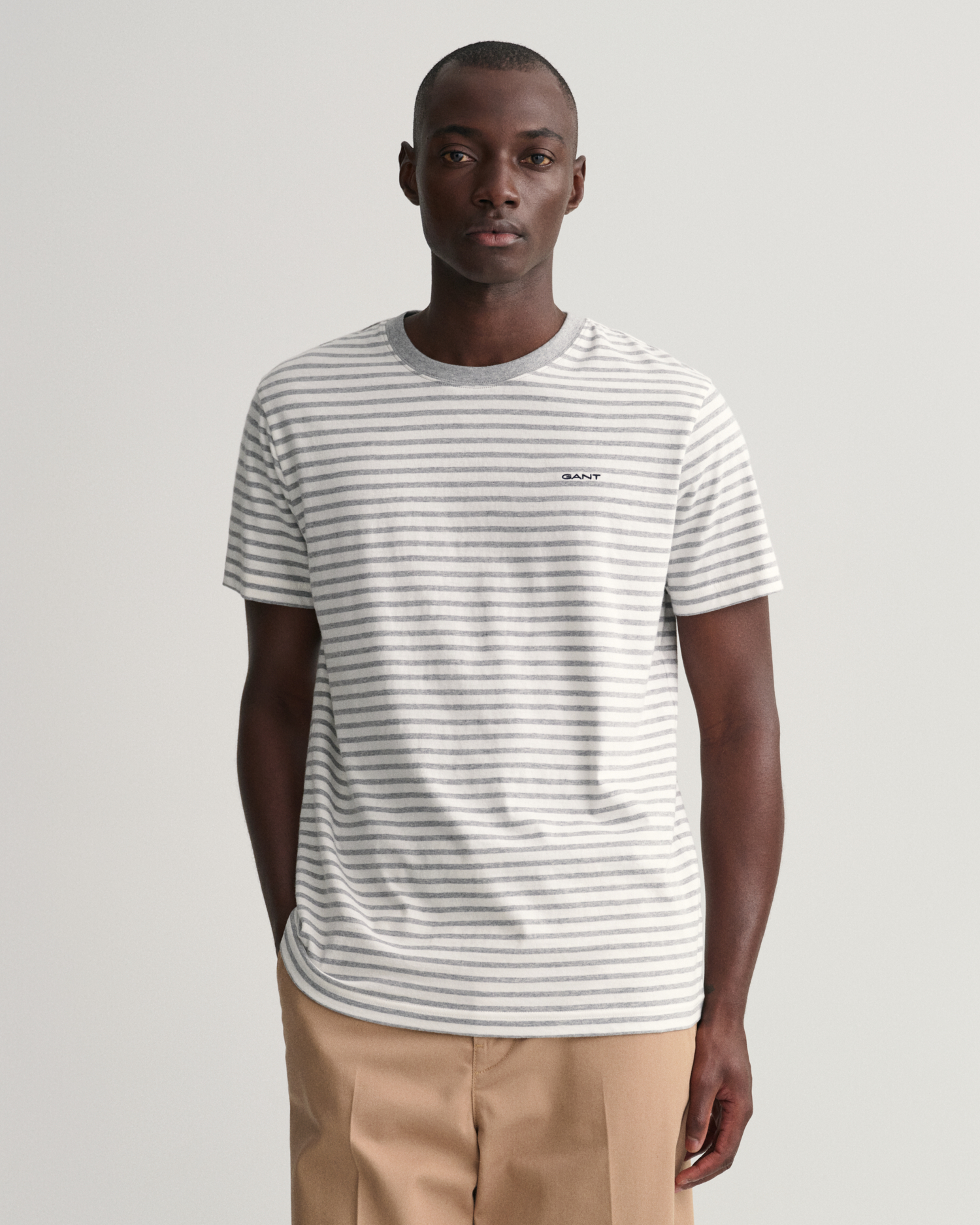 GANT Men Striped T-Shirt (4XL) Grey
