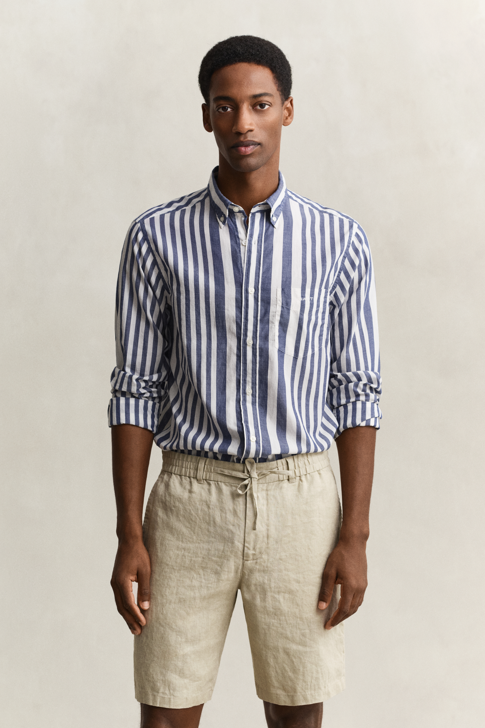 Gant Men's Navy Striped Cotton Voile Shirt (Xxxl) Rich