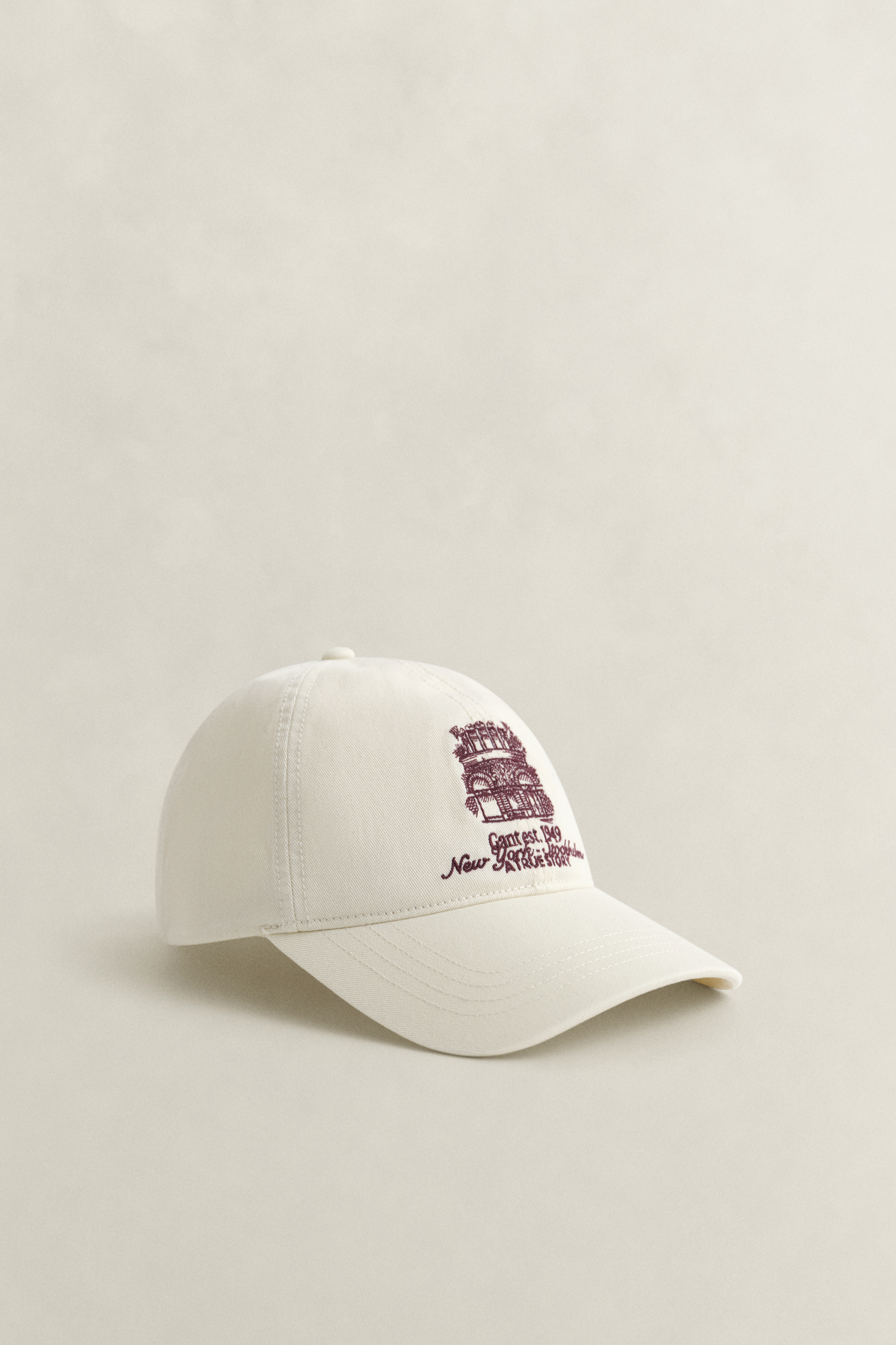 Gant Women's White Graphic Cotton Twill Cap (One Size) Cream