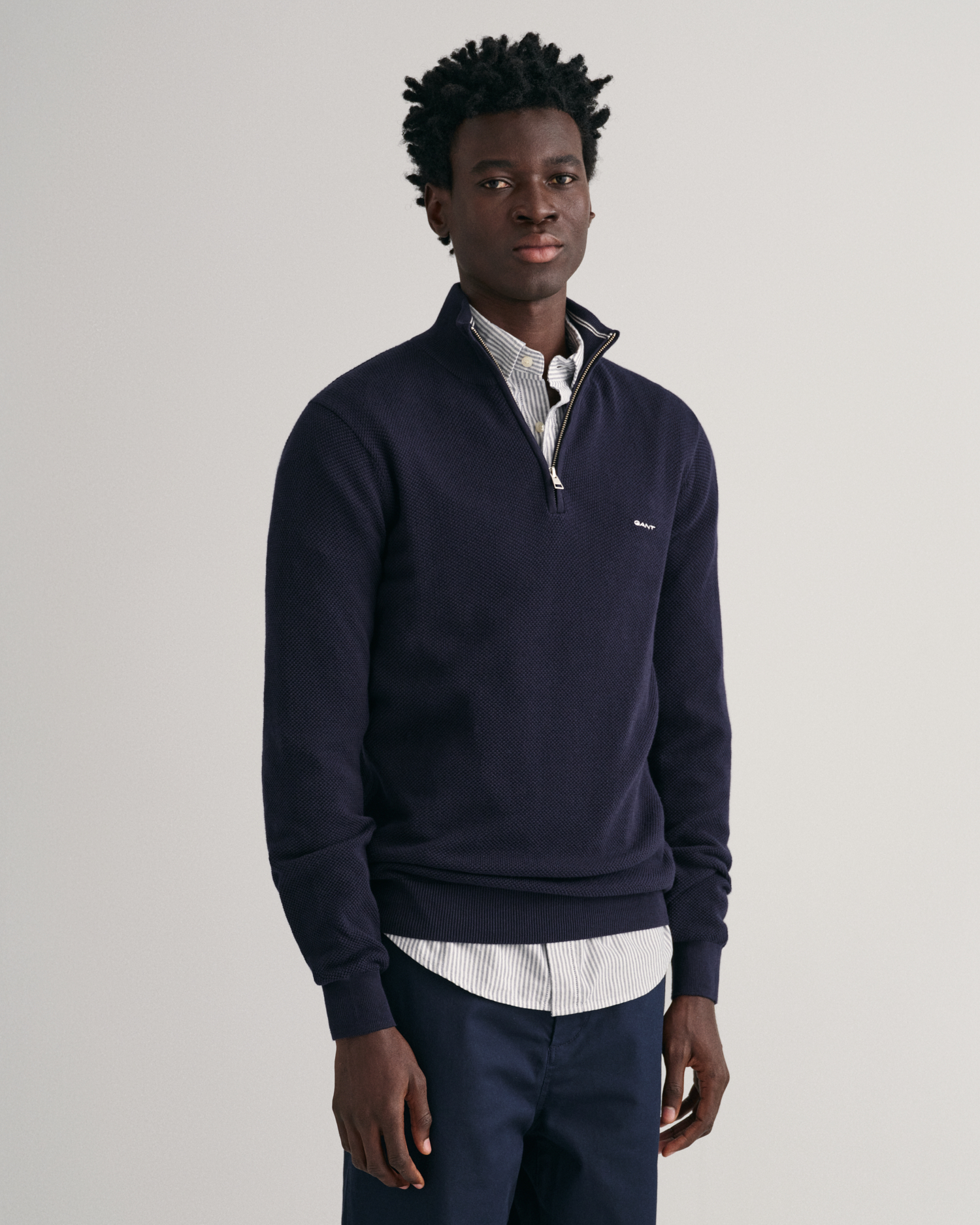 GANT Men Cotton Piqué Half-Zip Sweater (5XL) Blue product
