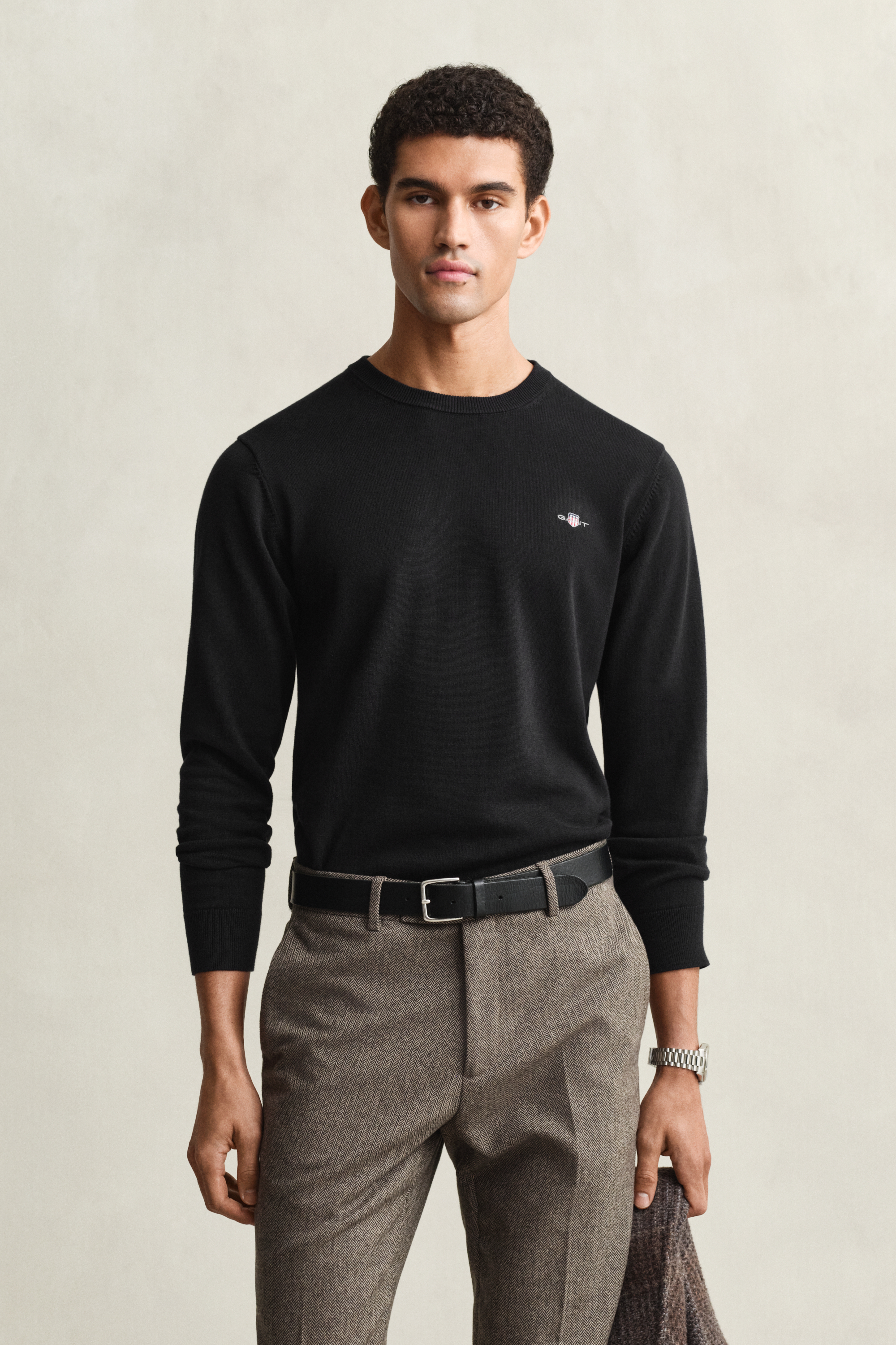 Gant Men's Black Cotton Crew Neck Sweater (Xxxl)