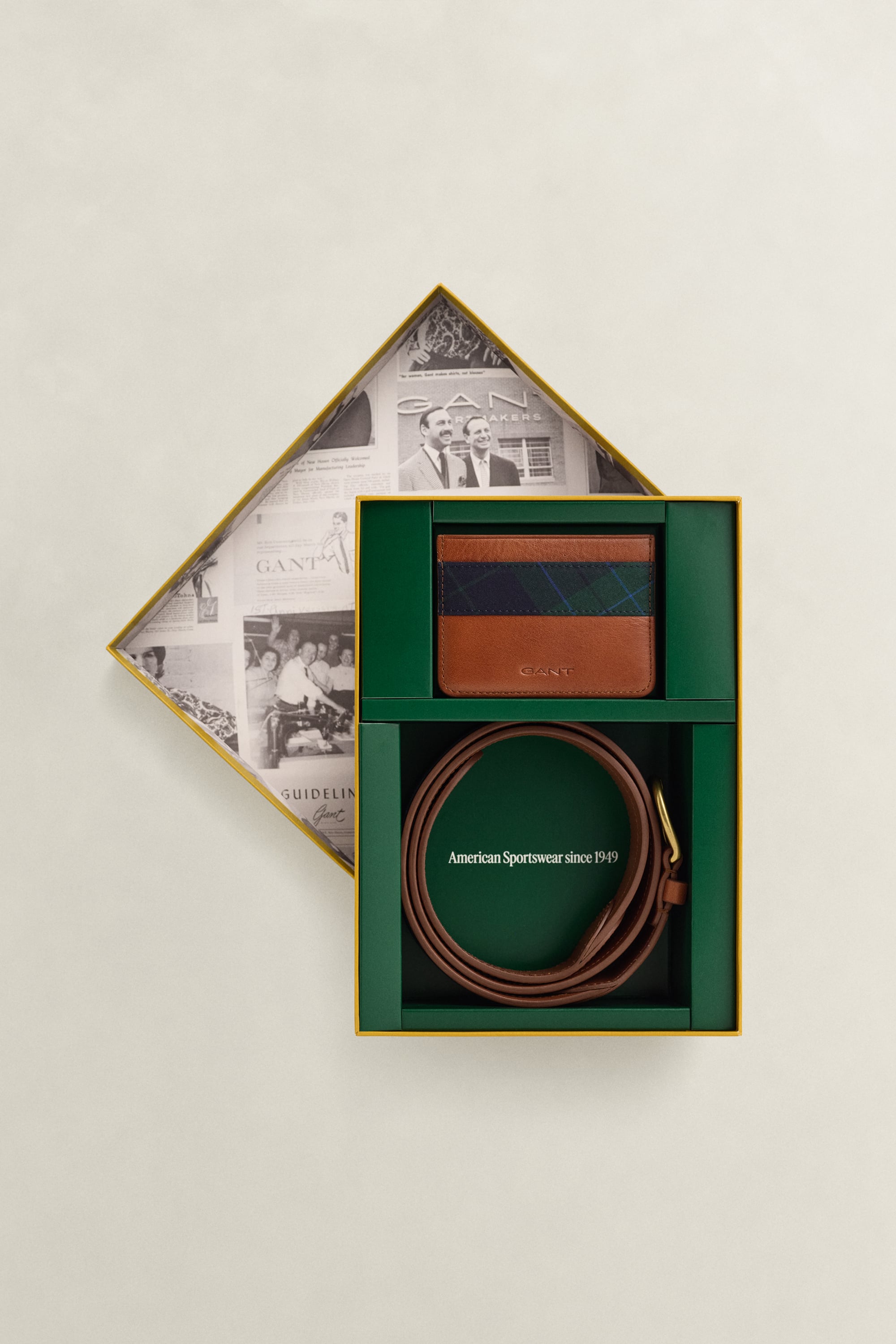 Checked Belt & Card Holder Gift Set RICH