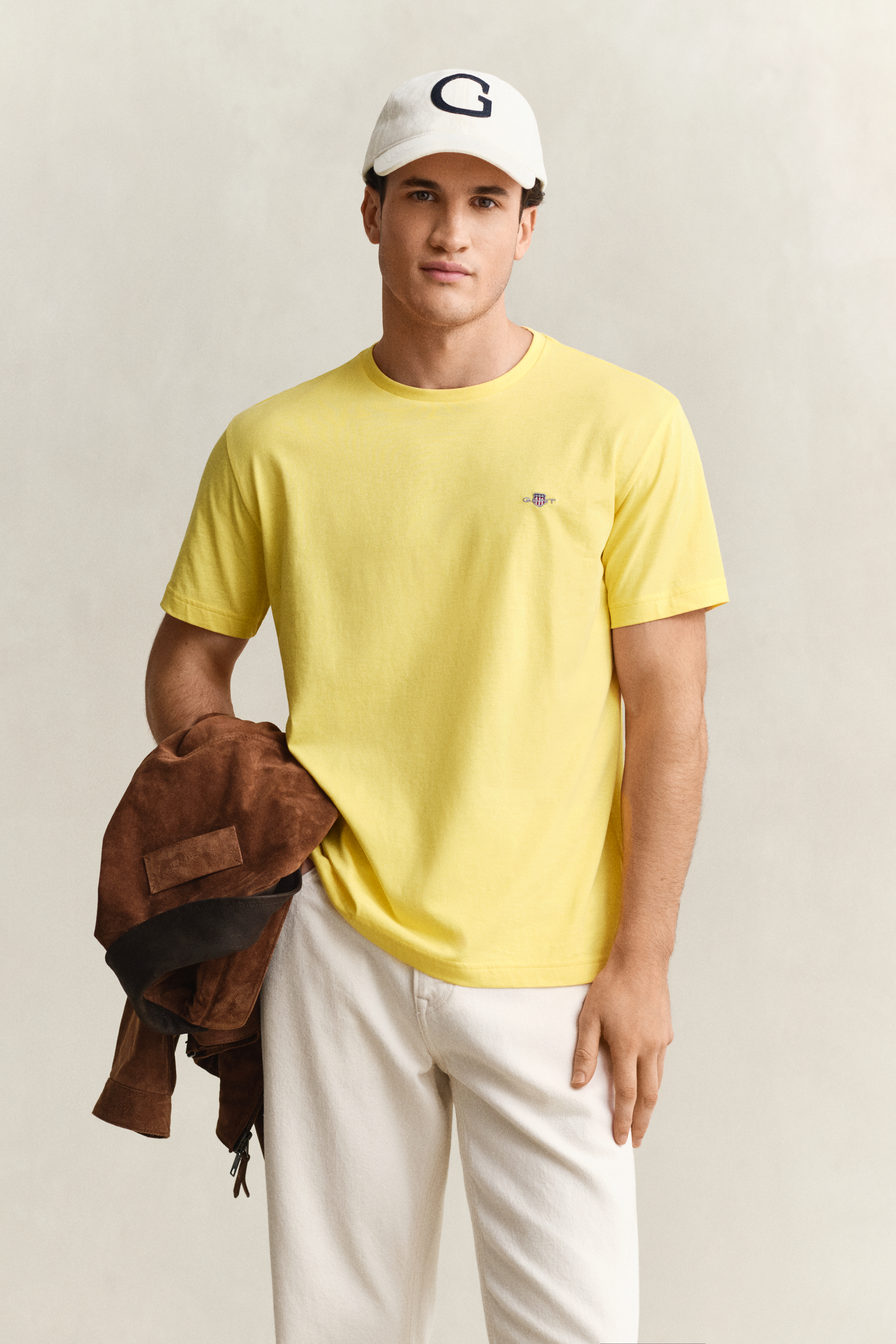 Gant Men's Banana Yellow Regular Fit Shield T-Shirt (M)