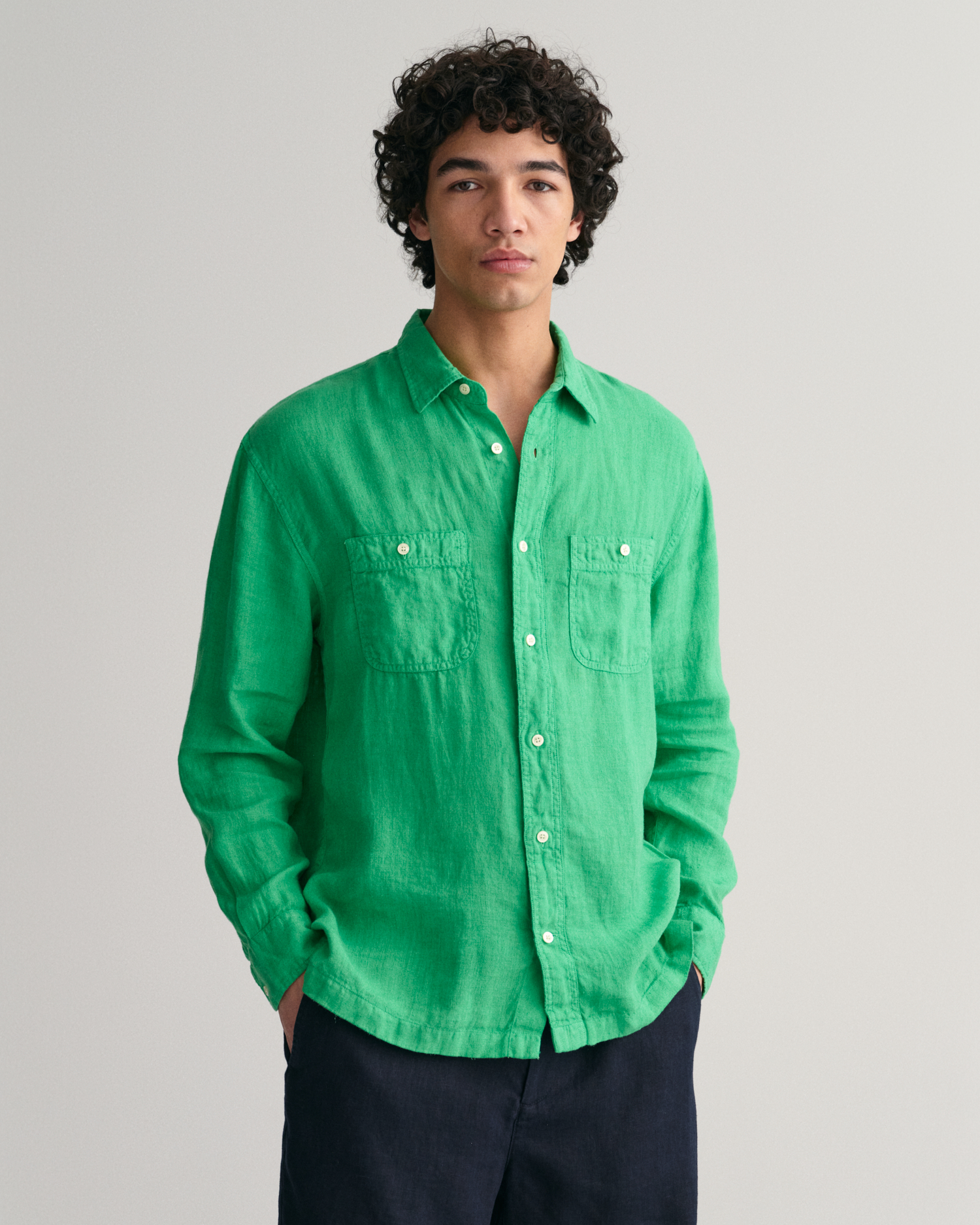 GANT Men Relaxed Fit Garment-Dyed Linen Shirt ,