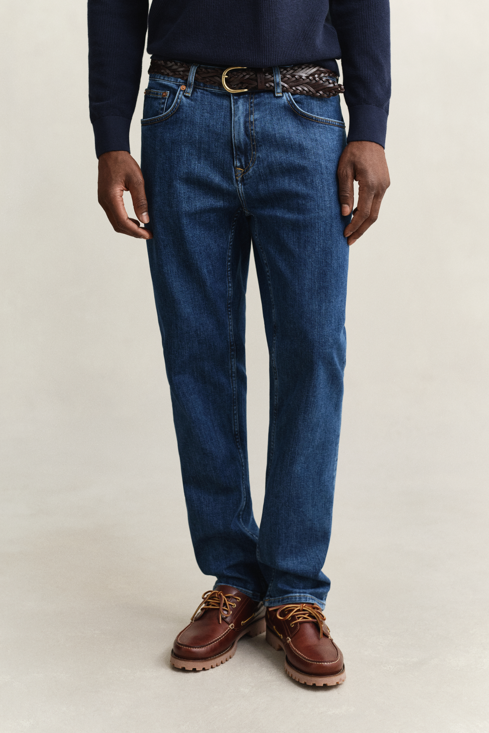 Gant Men's Blue Regular Fit Clean Wash Jeans (34/32) Mid Vintage