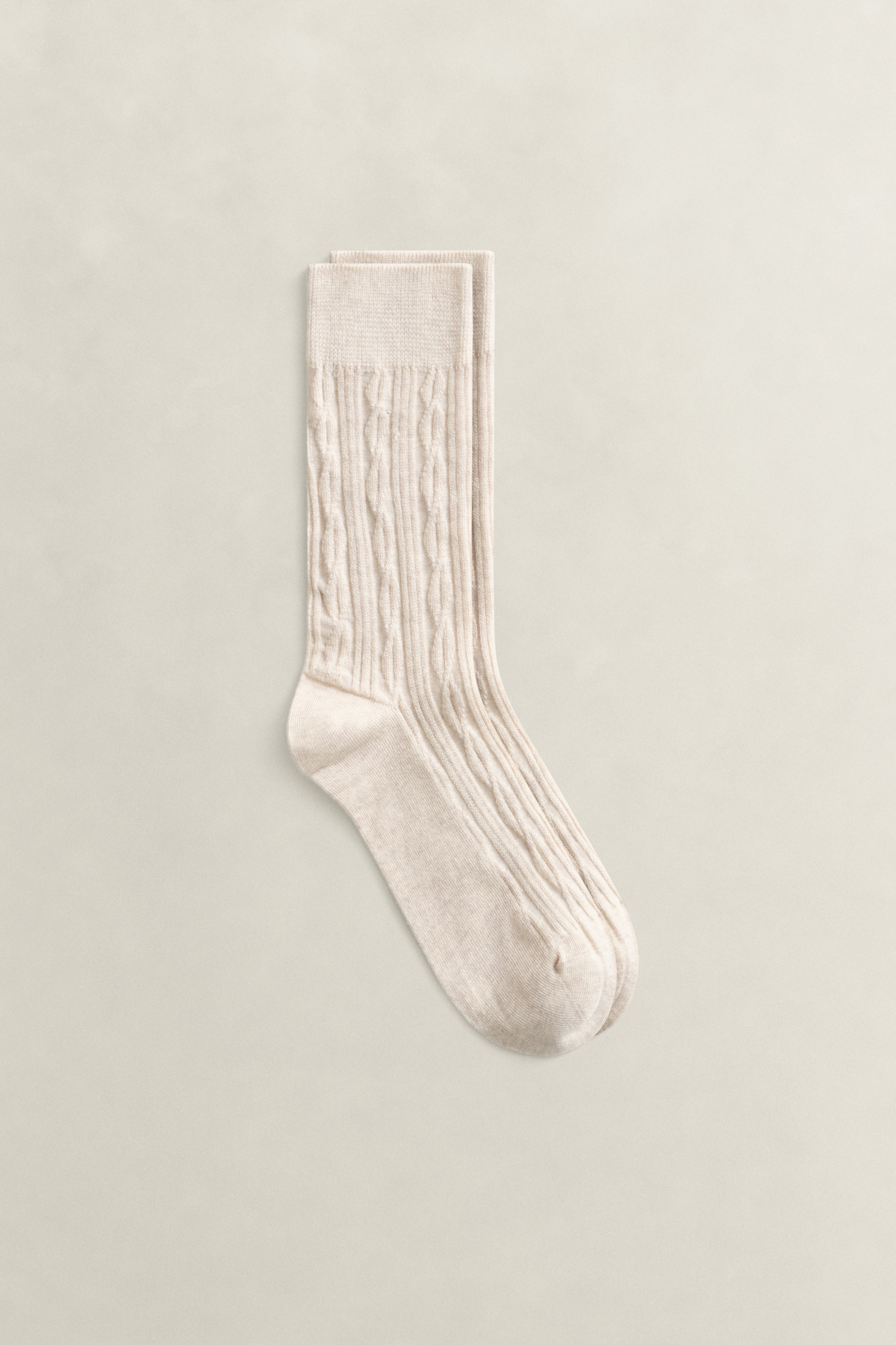 Gant Women's Beige Cable Knit Socks (36-38) Light Melange