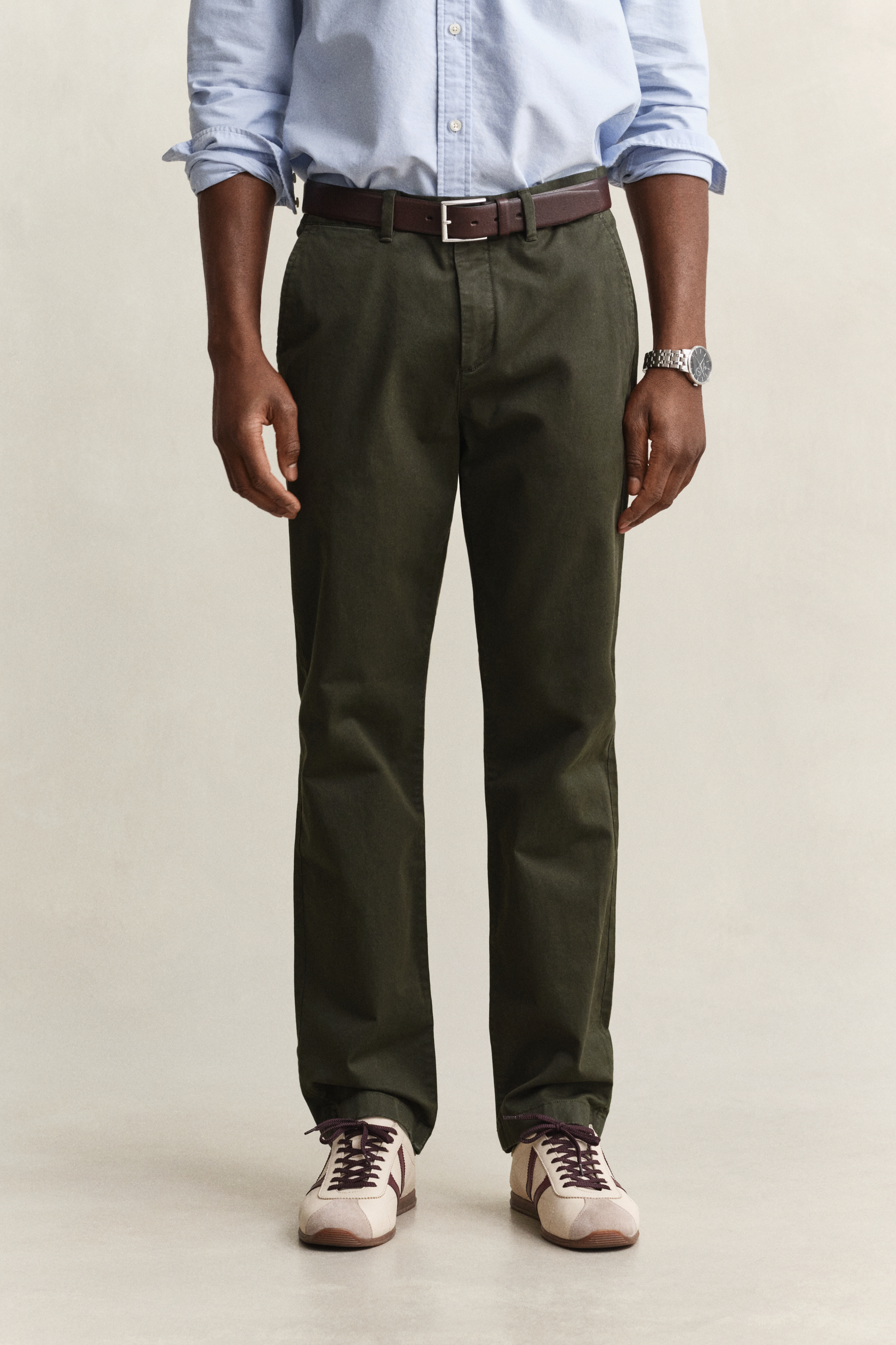 Gant Men's Green Regular Fit Classic Chinos (33/32) Dark Moss