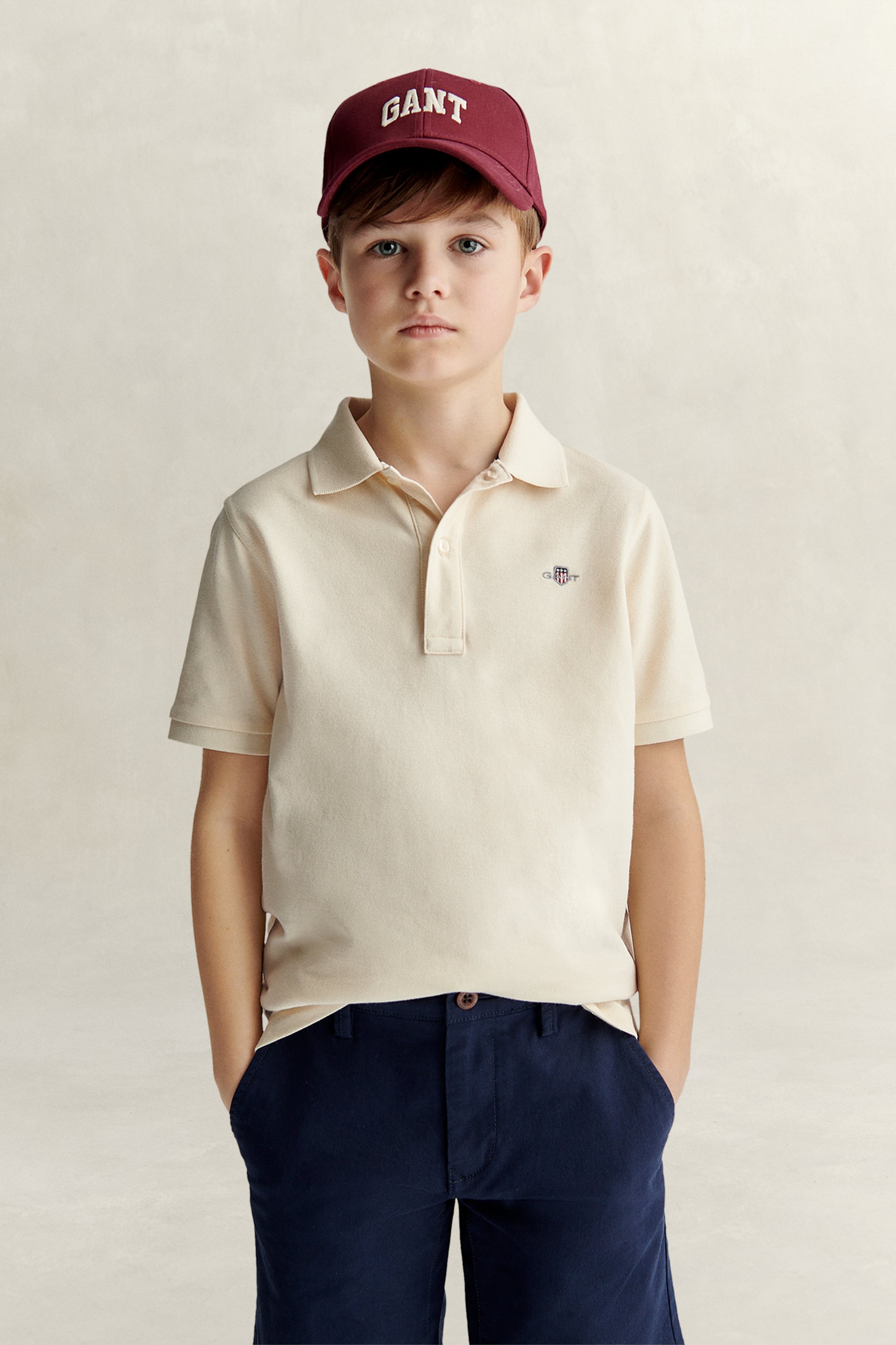 Gant Unisex Creamed White Teens Shield Piqué Polo Shirt (146)