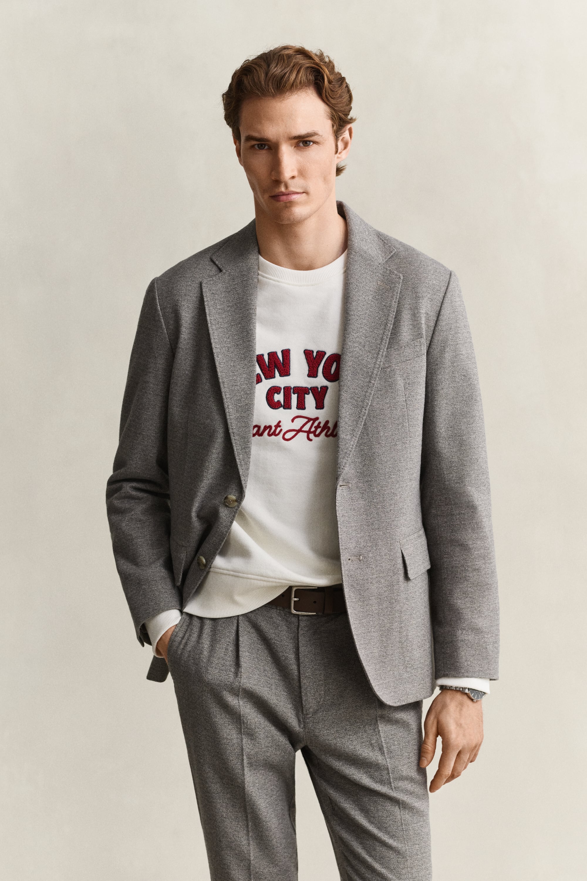 Gant Men's Mist Taupe Flannel Blazer (56)