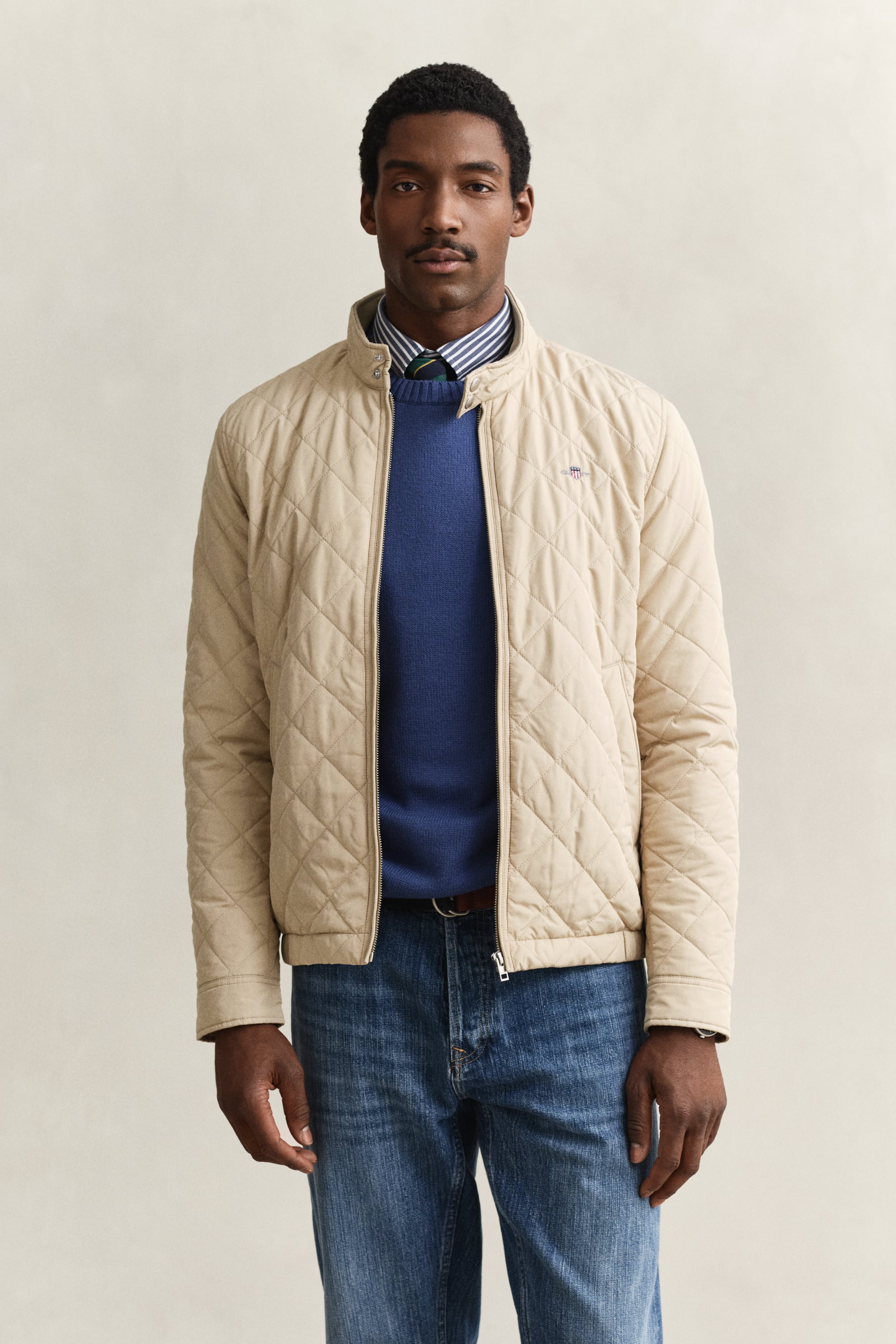 Gant Men's Oat Beige Quilted Windcheater (M)
