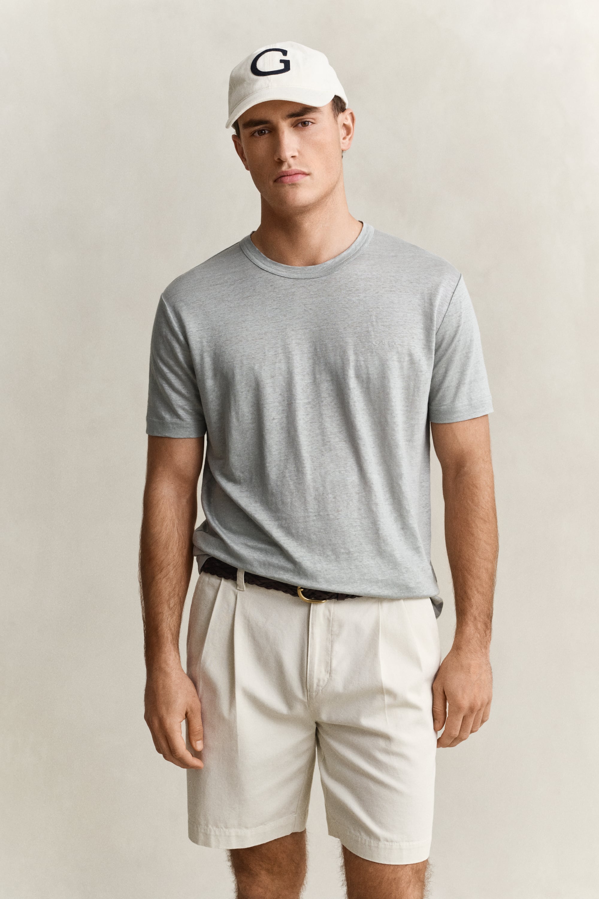 Gant Men's Ceramic Grey Linen T-Shirt (Xl)