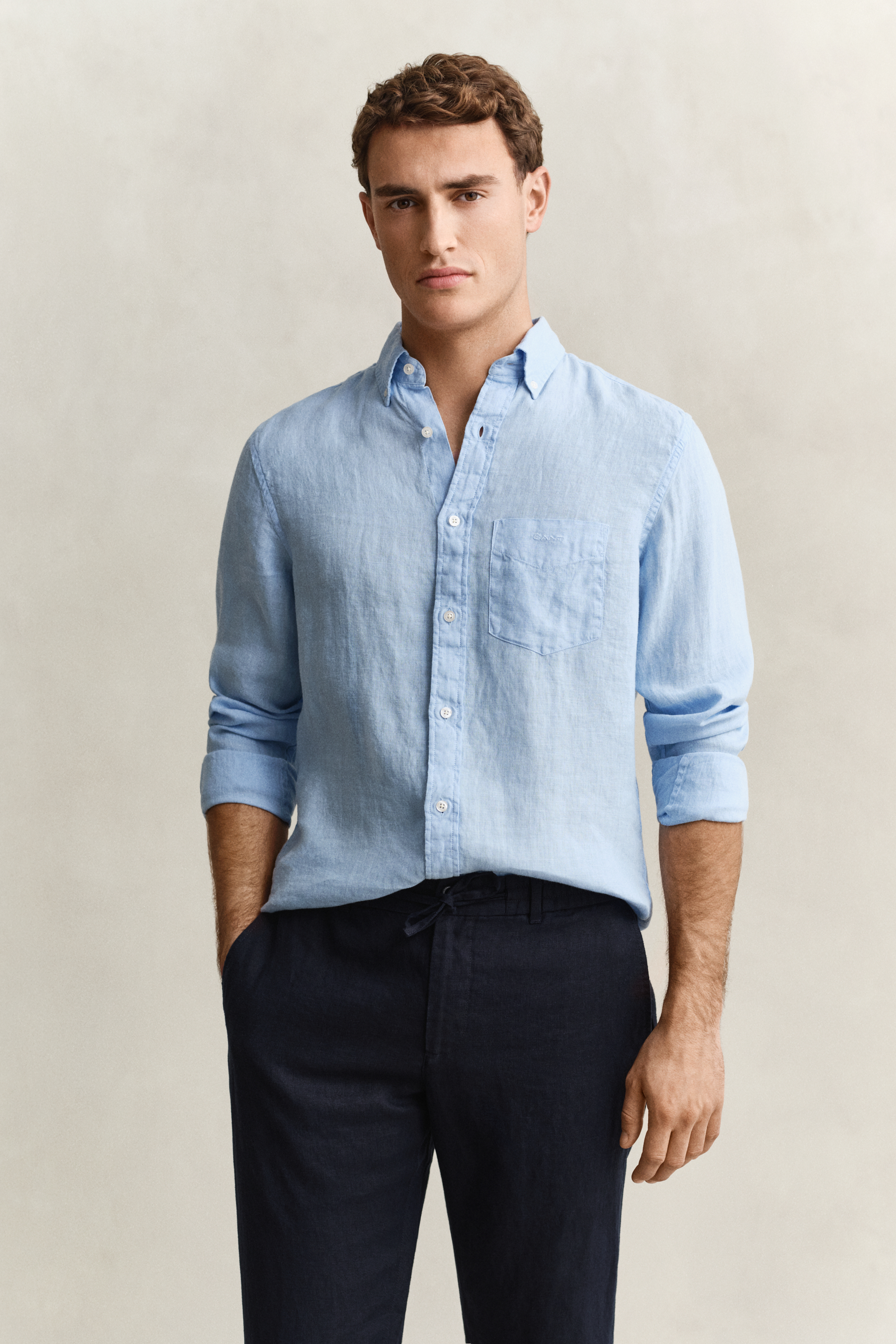 Gant Men's Sky Blue Linen Shirt (M)