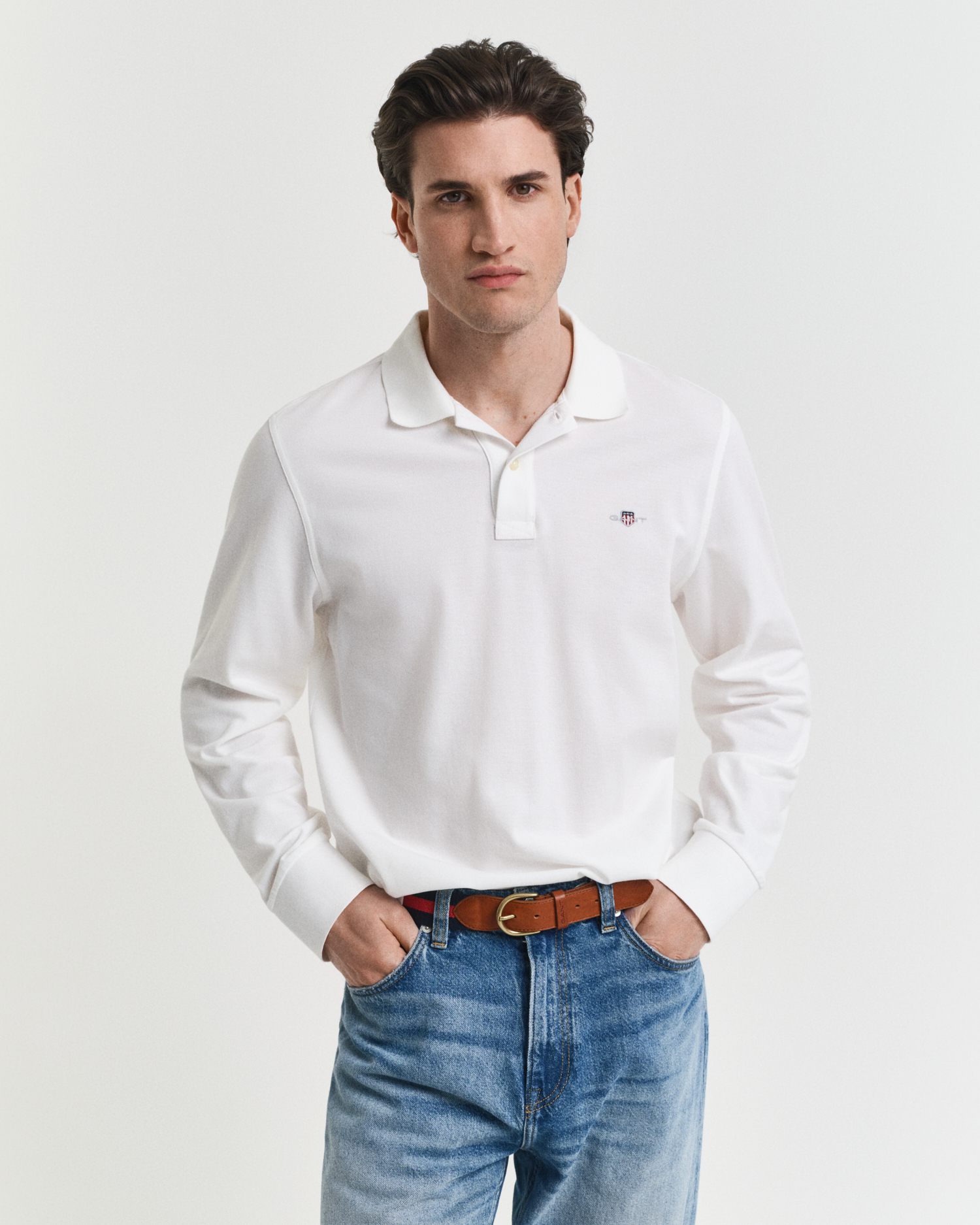 Gant Men's White Shield Piqué Rugger (M) Medium