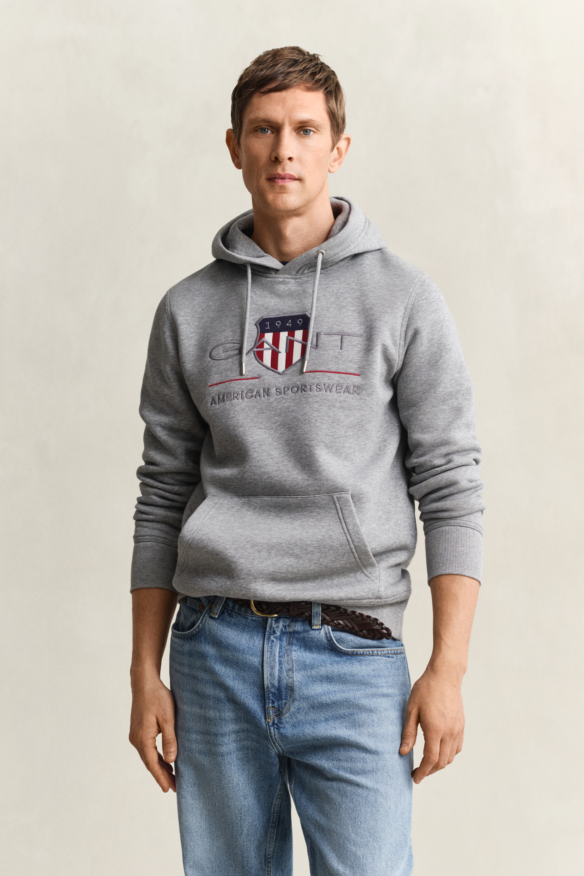Gant Men's Grey Archive Shield Hoodie (Xl) Melange