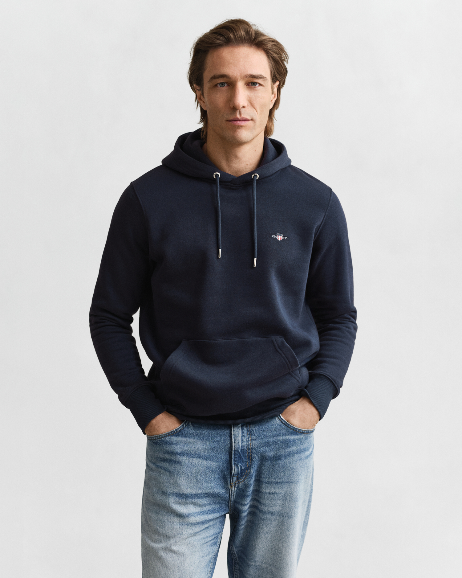 Gant Men's Navy Shield Hoodie (Xl) Evening Blue