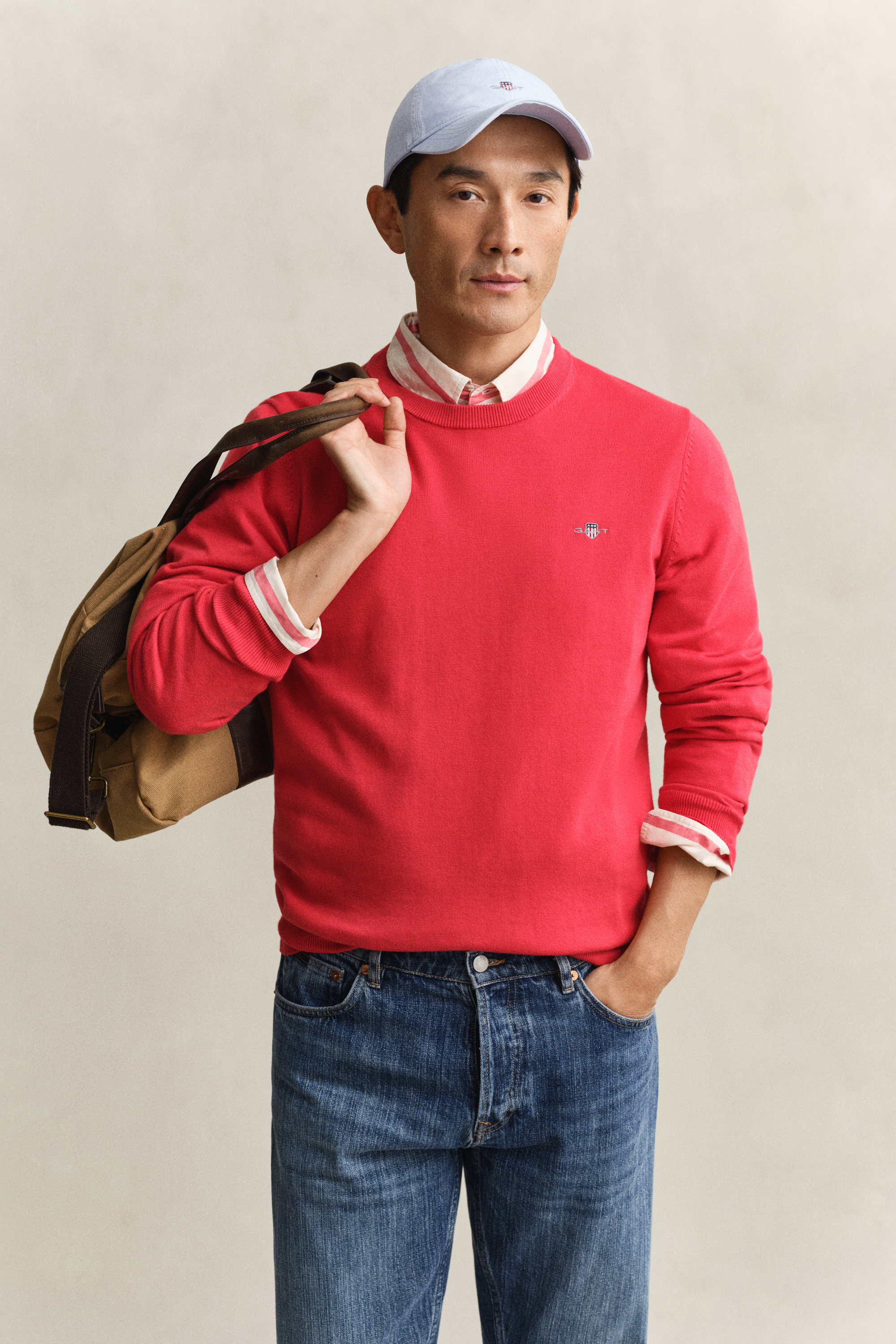 Gant Men's Rose Red Cotton Crew Neck Sweater (Xxxl)