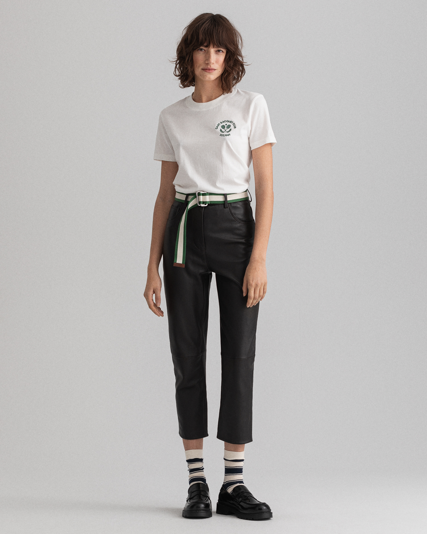 High-Waisted Cropped Leather Pants - GANT