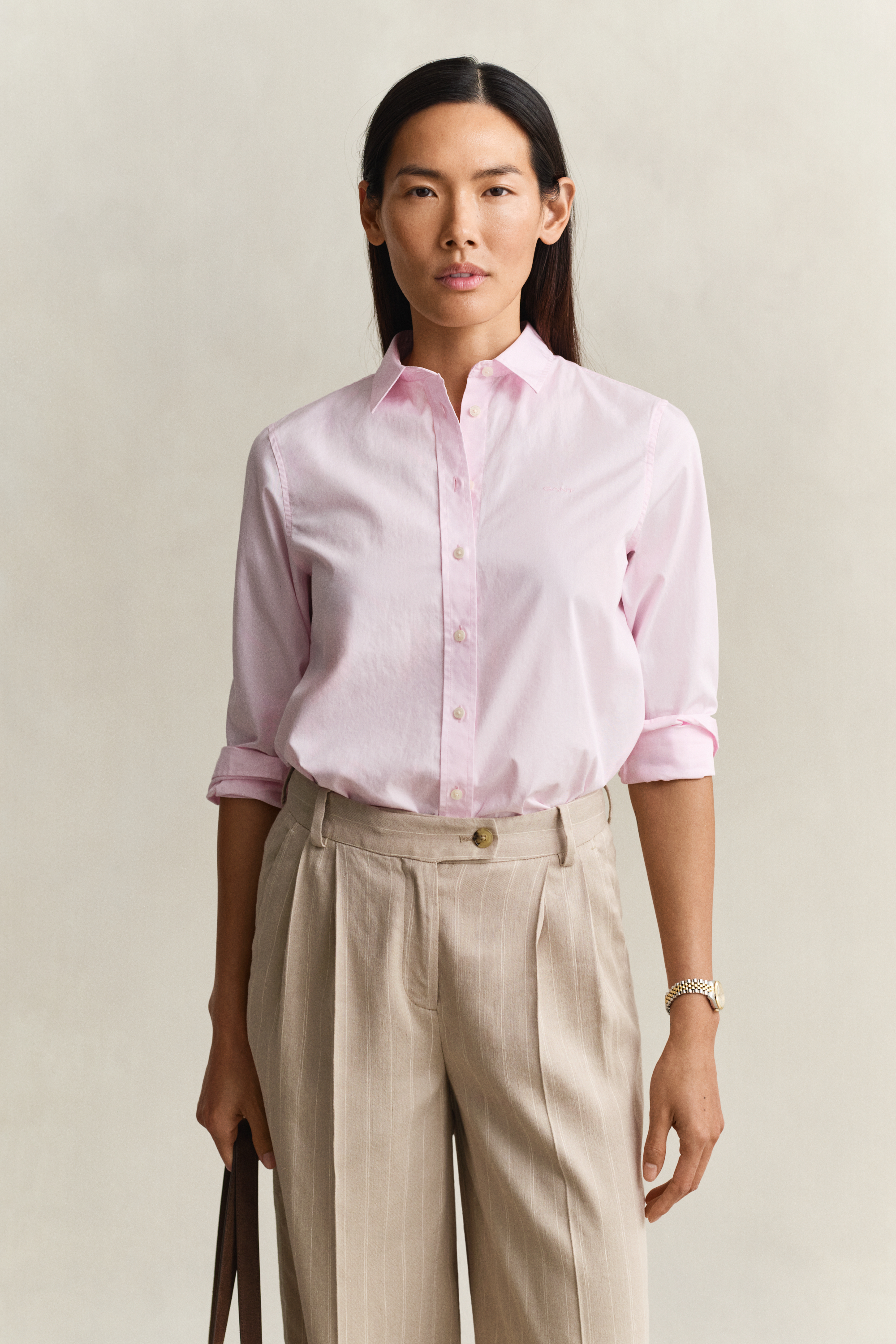 Gant Women's Pink Regular Fit Classic Poplin Shirt (42) Light