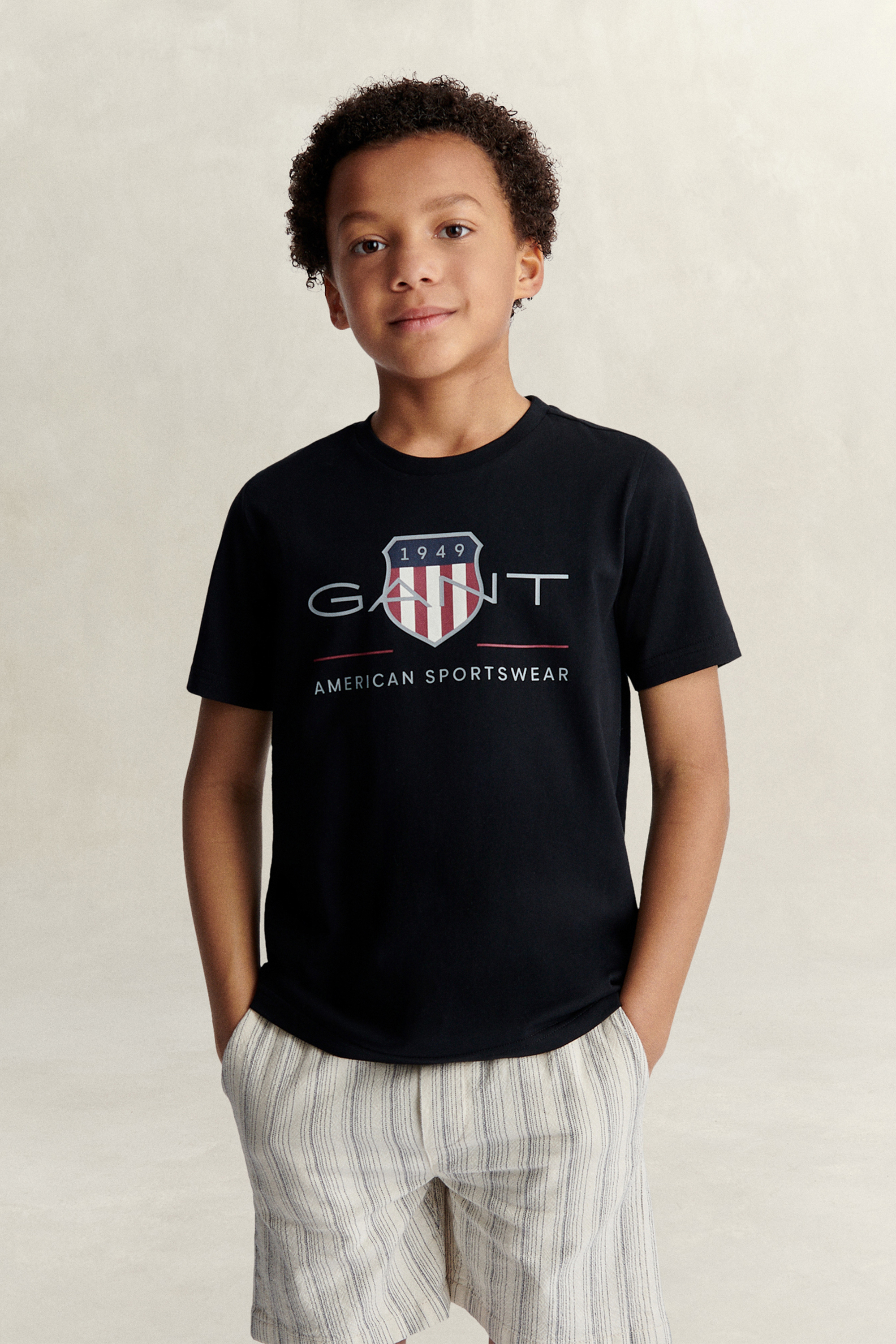 Gant Unisex Black Teens Archive Shield T-Shirt (134/140)