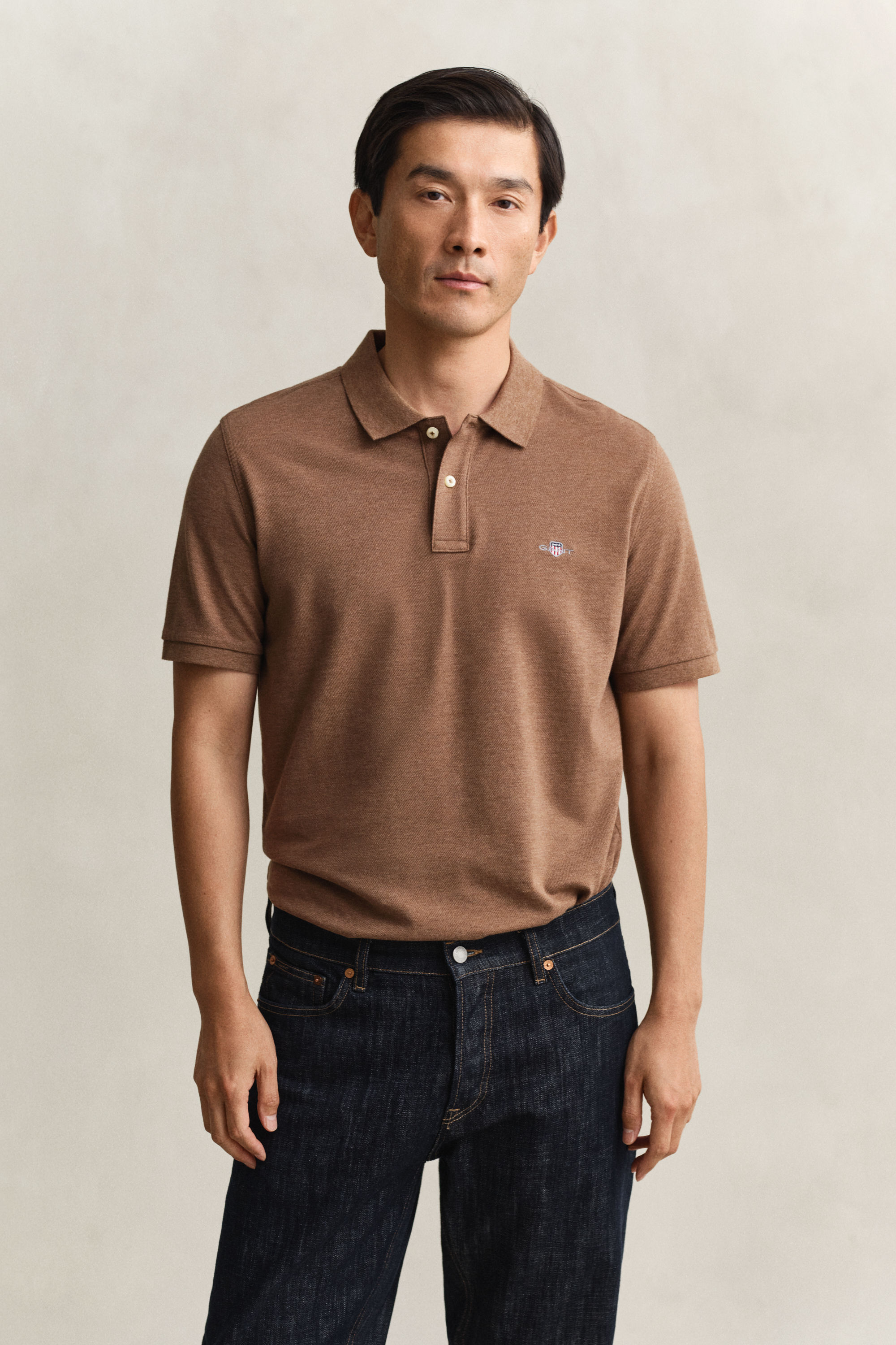 Gant Men's Hazelnut Melange Regular Fit Polo Shirt (4Xl)