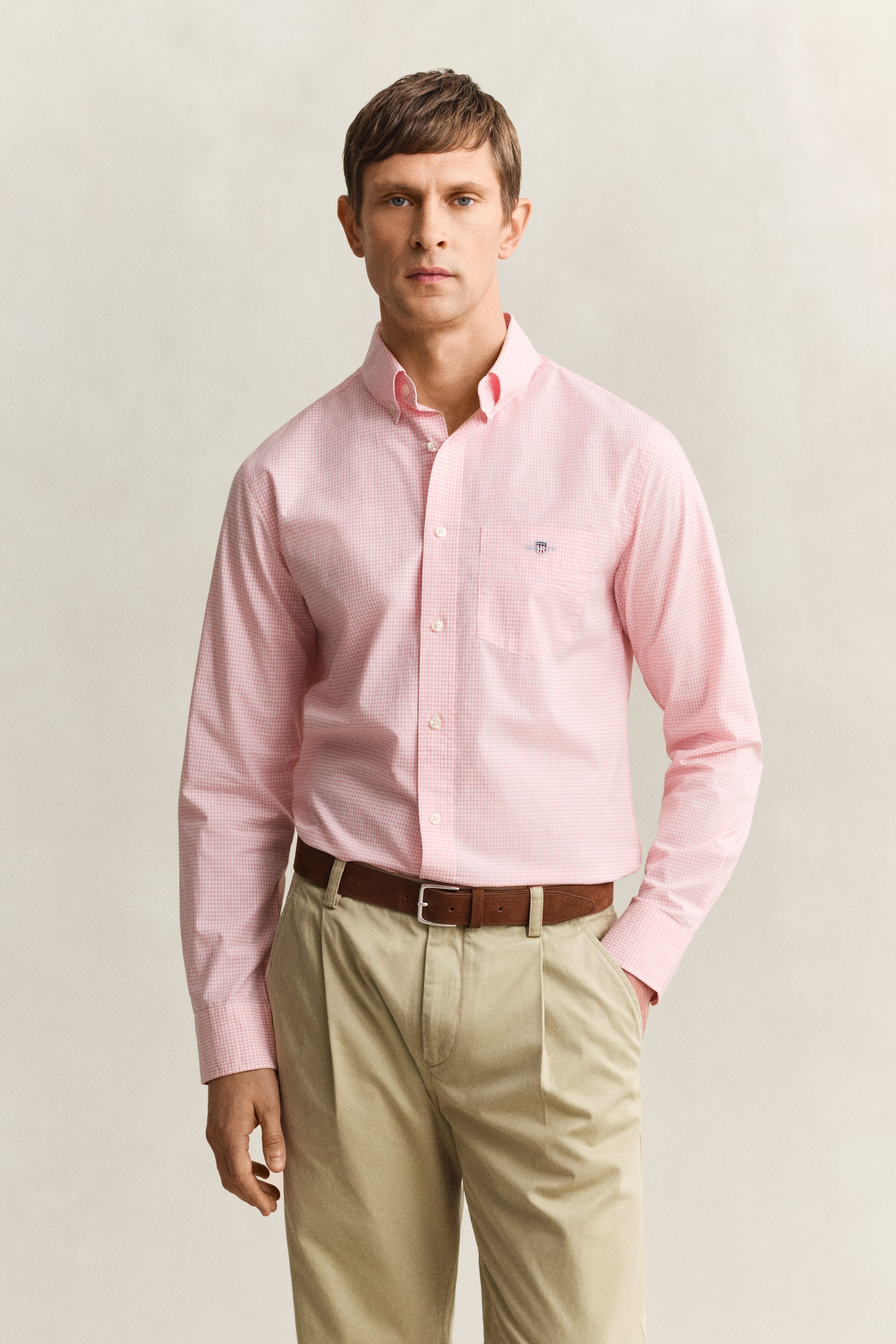 Gant Men's Washed Pink Gingham Classic Poplin Shirt (Xxxl)