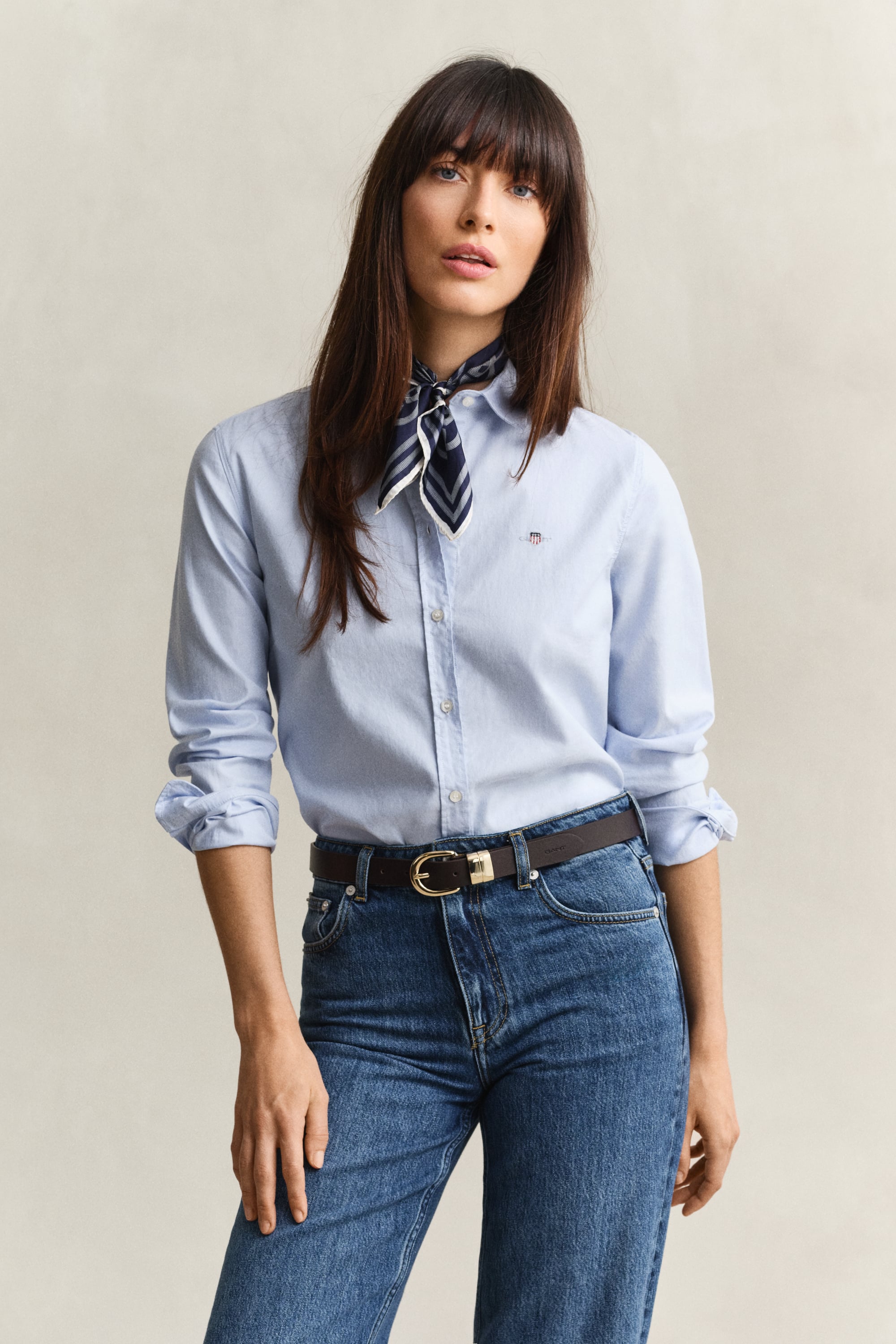 Gant Stretch Oxford Shirt In Blue