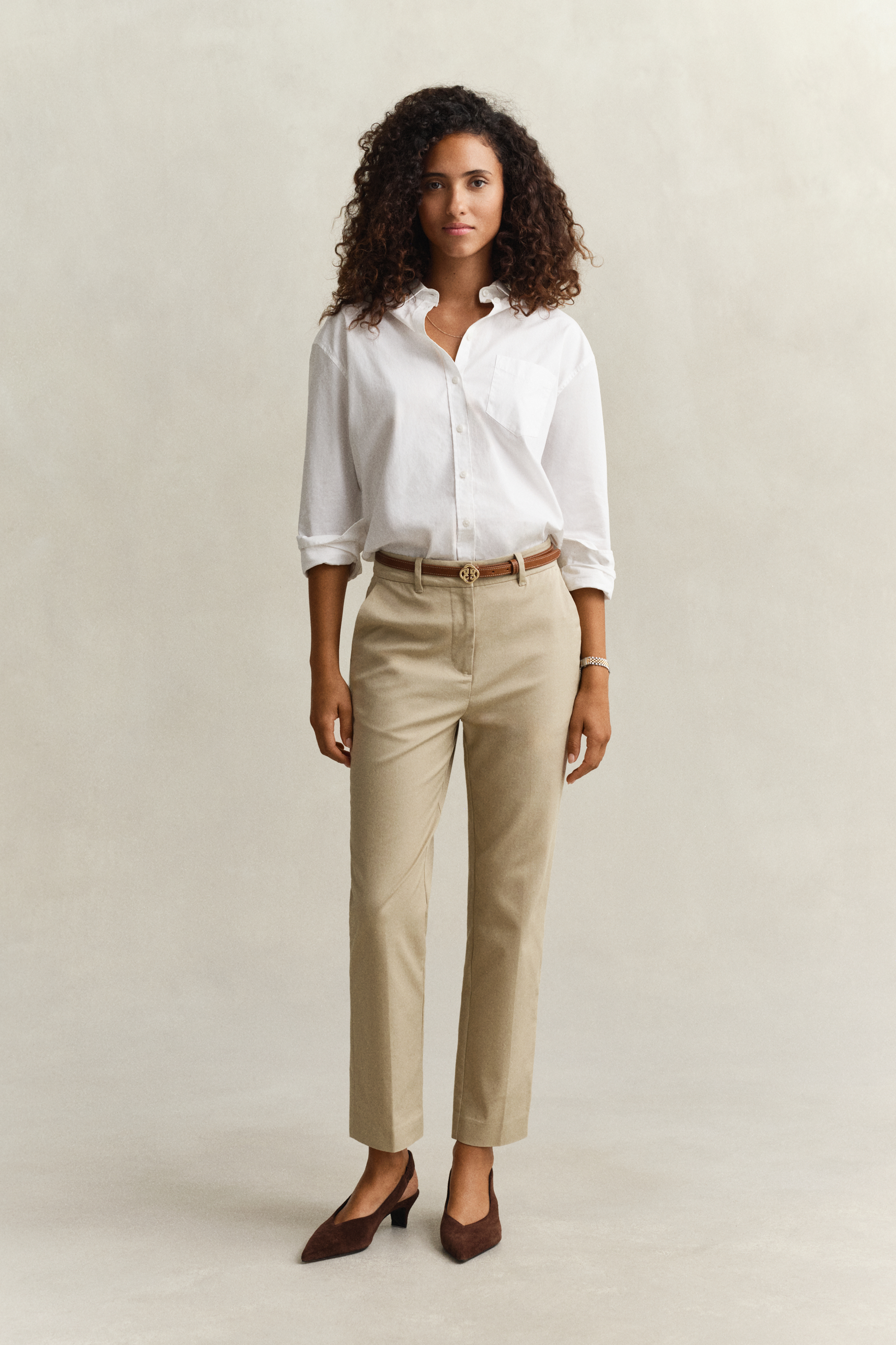 Gant Women's Oat Beige Slim Fit Slacks (34)