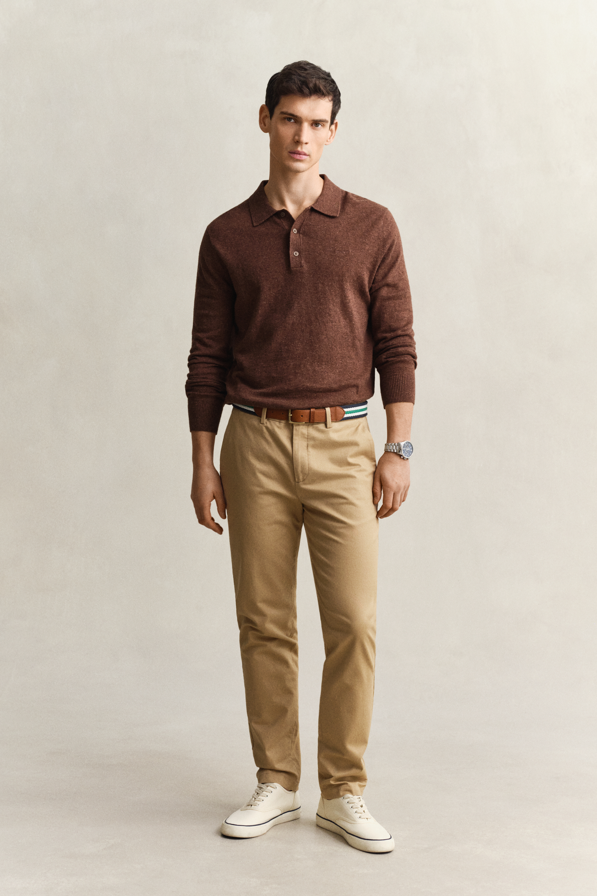 Gant Men's Khaki Slim Fit Smart Chinos (32/32) Dark
