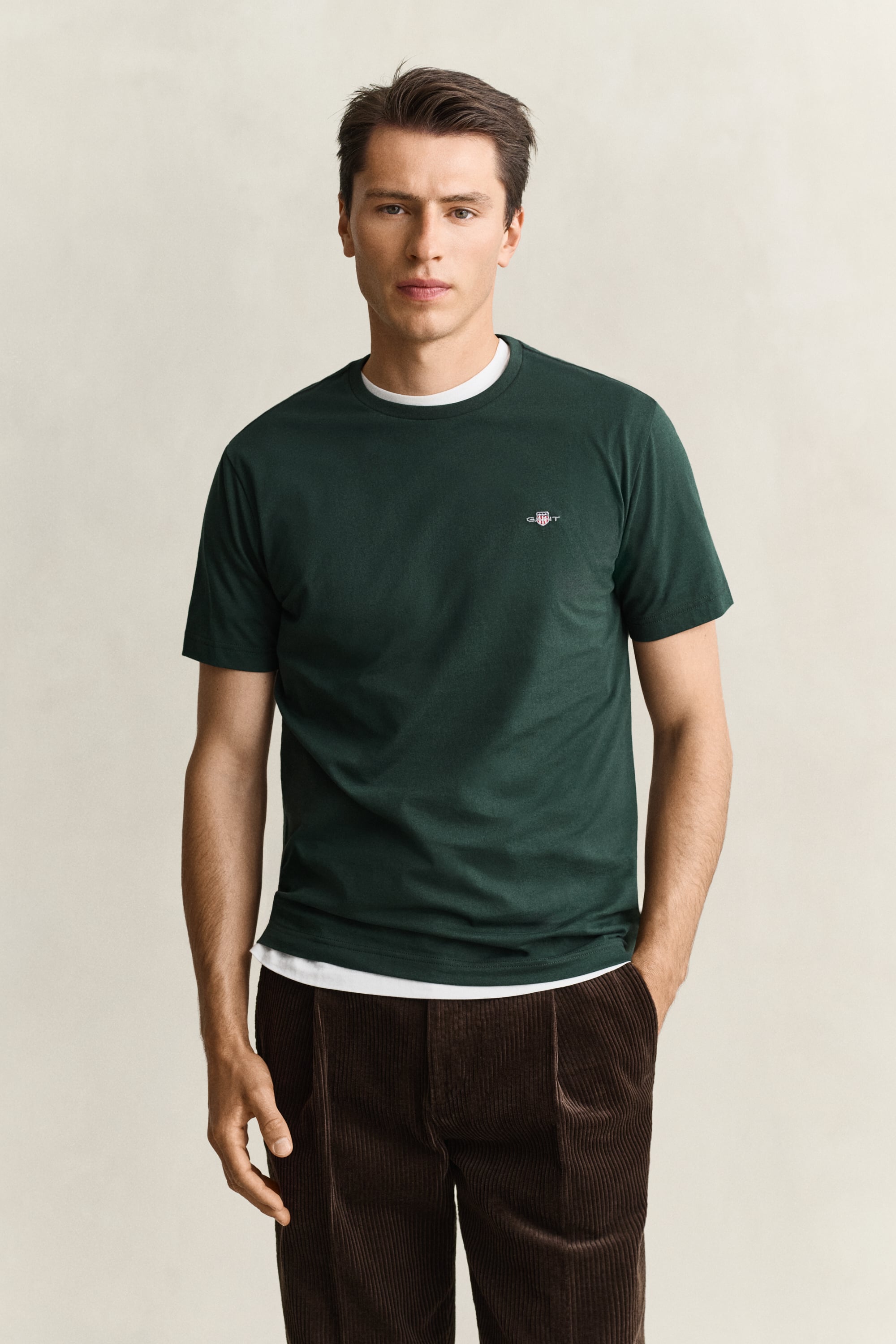 Gant Men's Tartan Green Regular Shield T-Shirt - Image 5