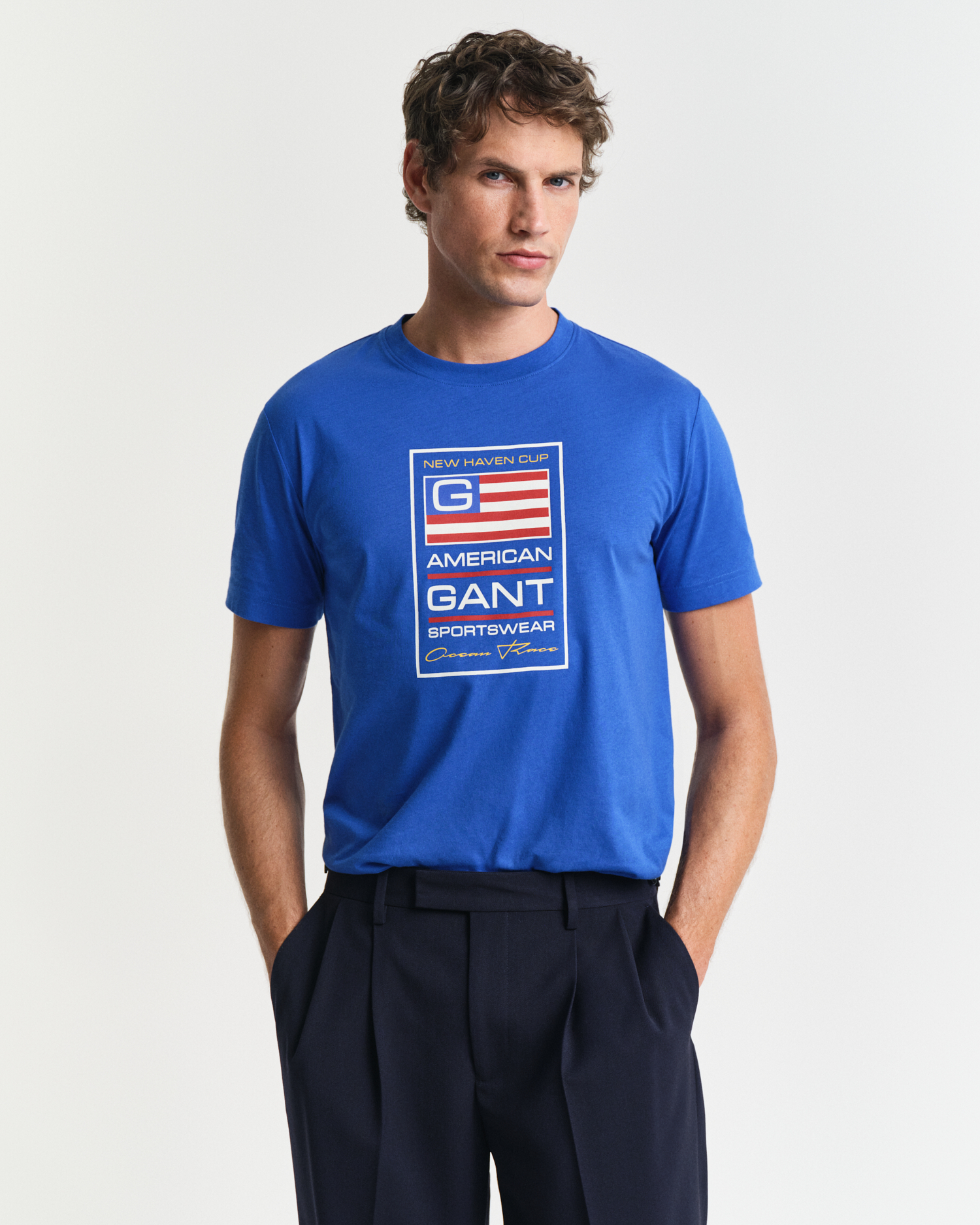 Gant Men's Blue Graphic T-Shirt (M) Medium