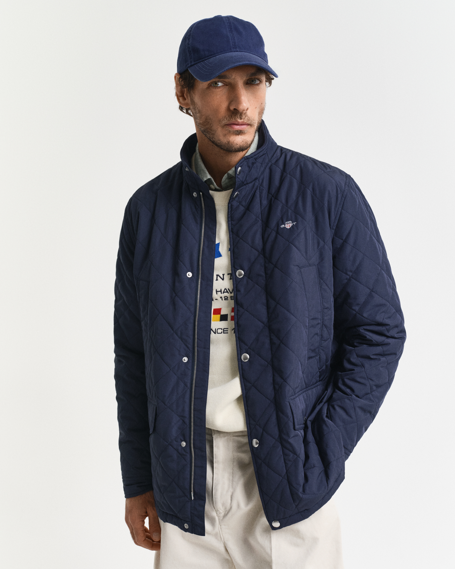 Gant Men's Light Quilted Windcheater Mid-Length Jacket ) Xxxl