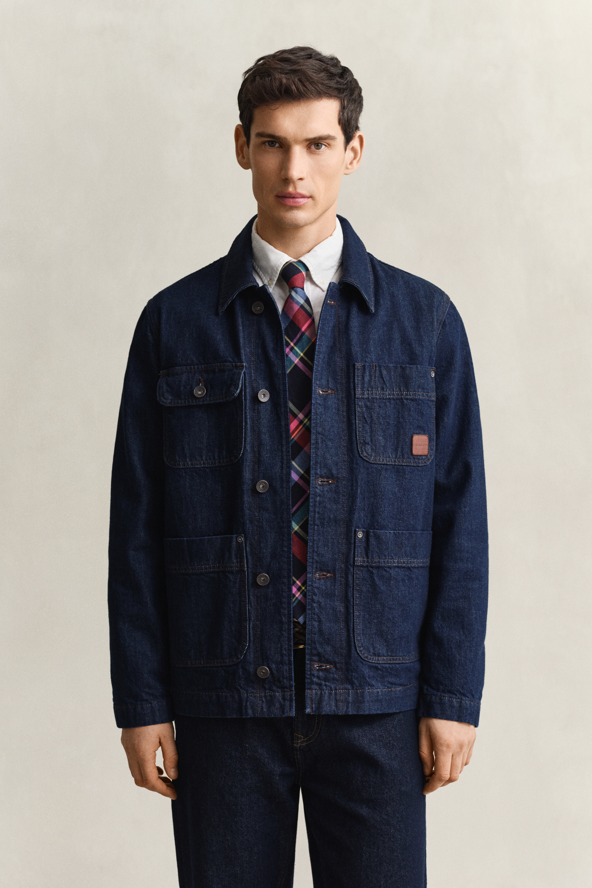 Gant Men's Blue Indigo Work Jacket (Xxl) Dark Raw