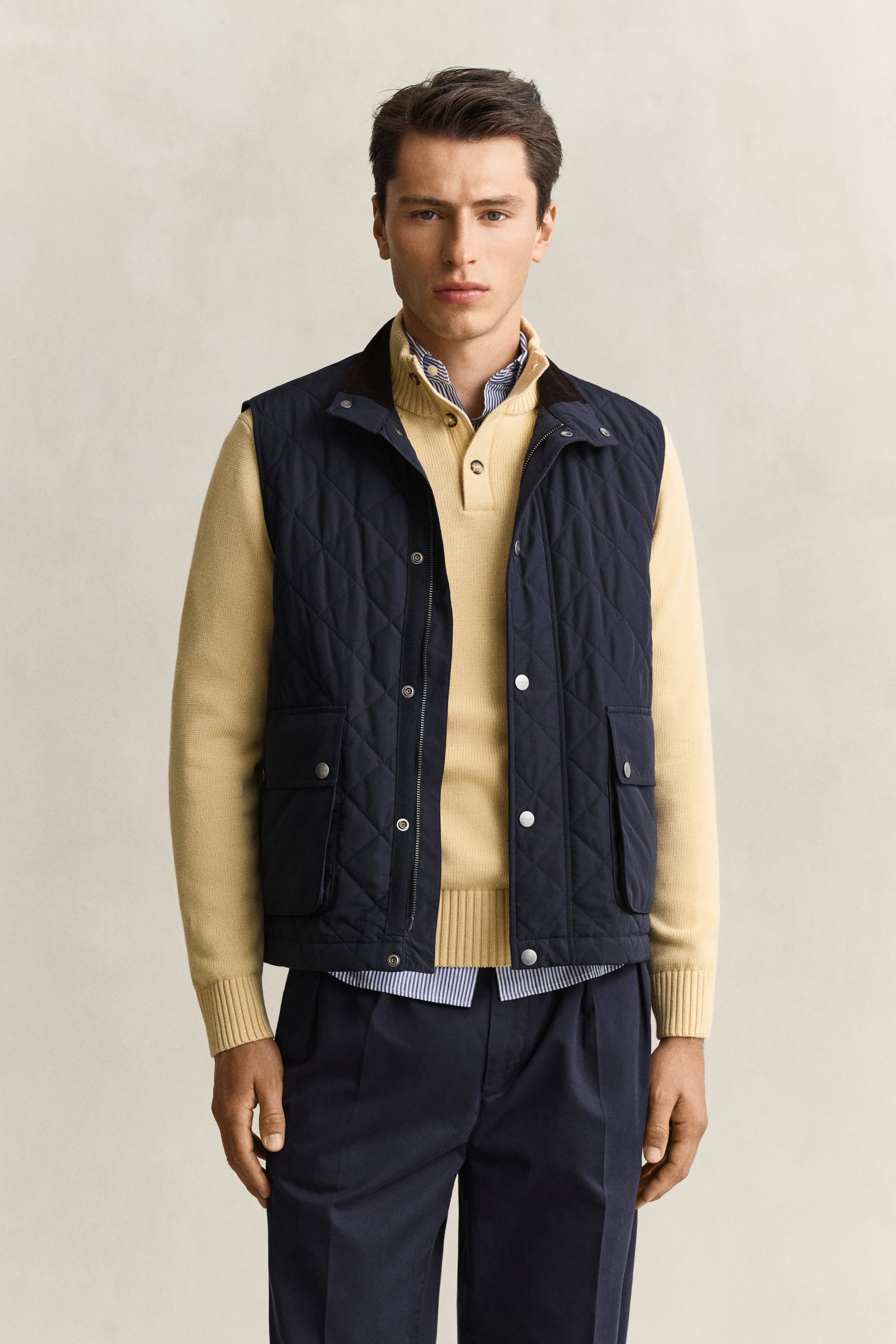 Gant Men's Navy Quilted Vest (Xxl) Evening Blue
