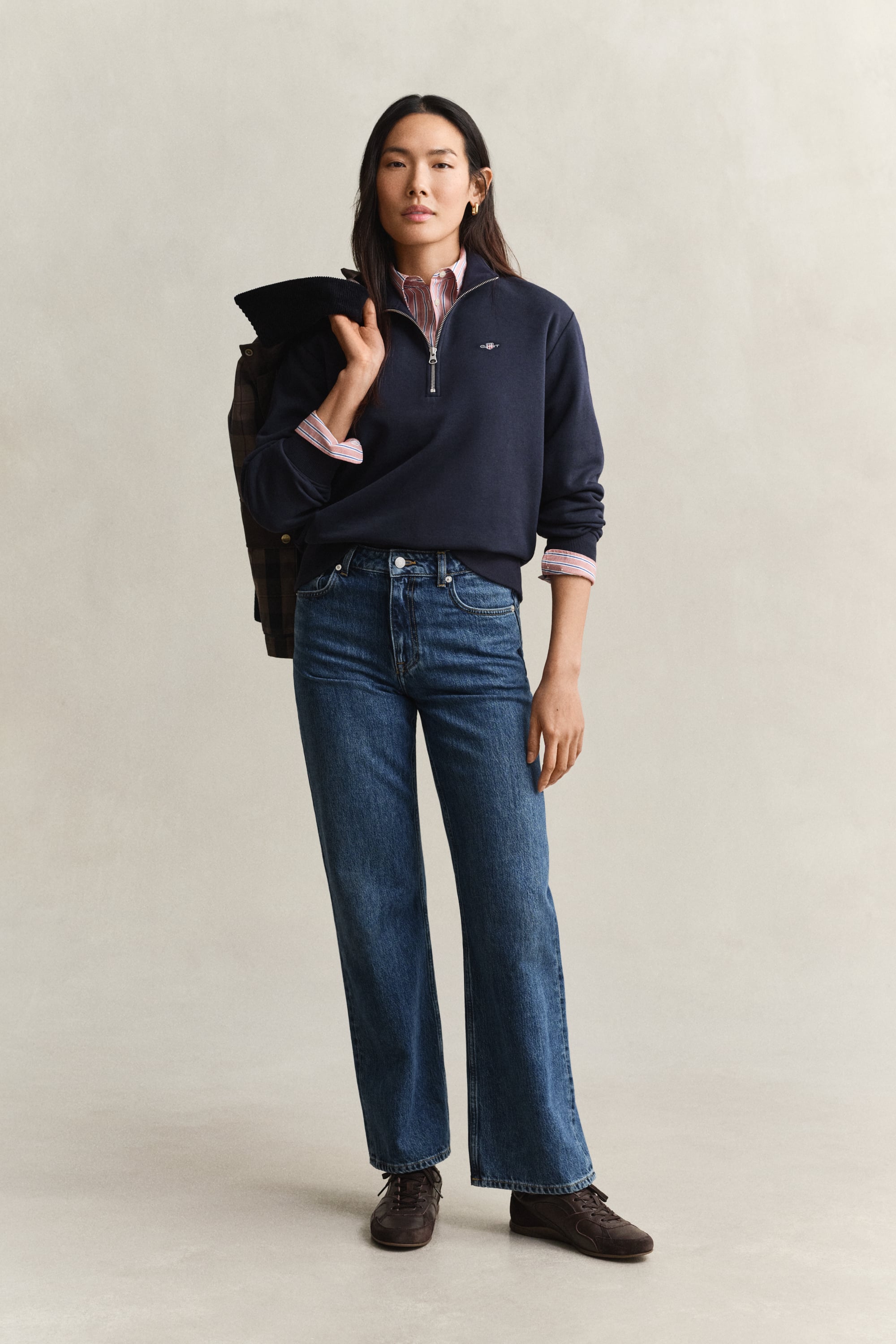 Gant Shield Half Zip Sweatshirt In Blue