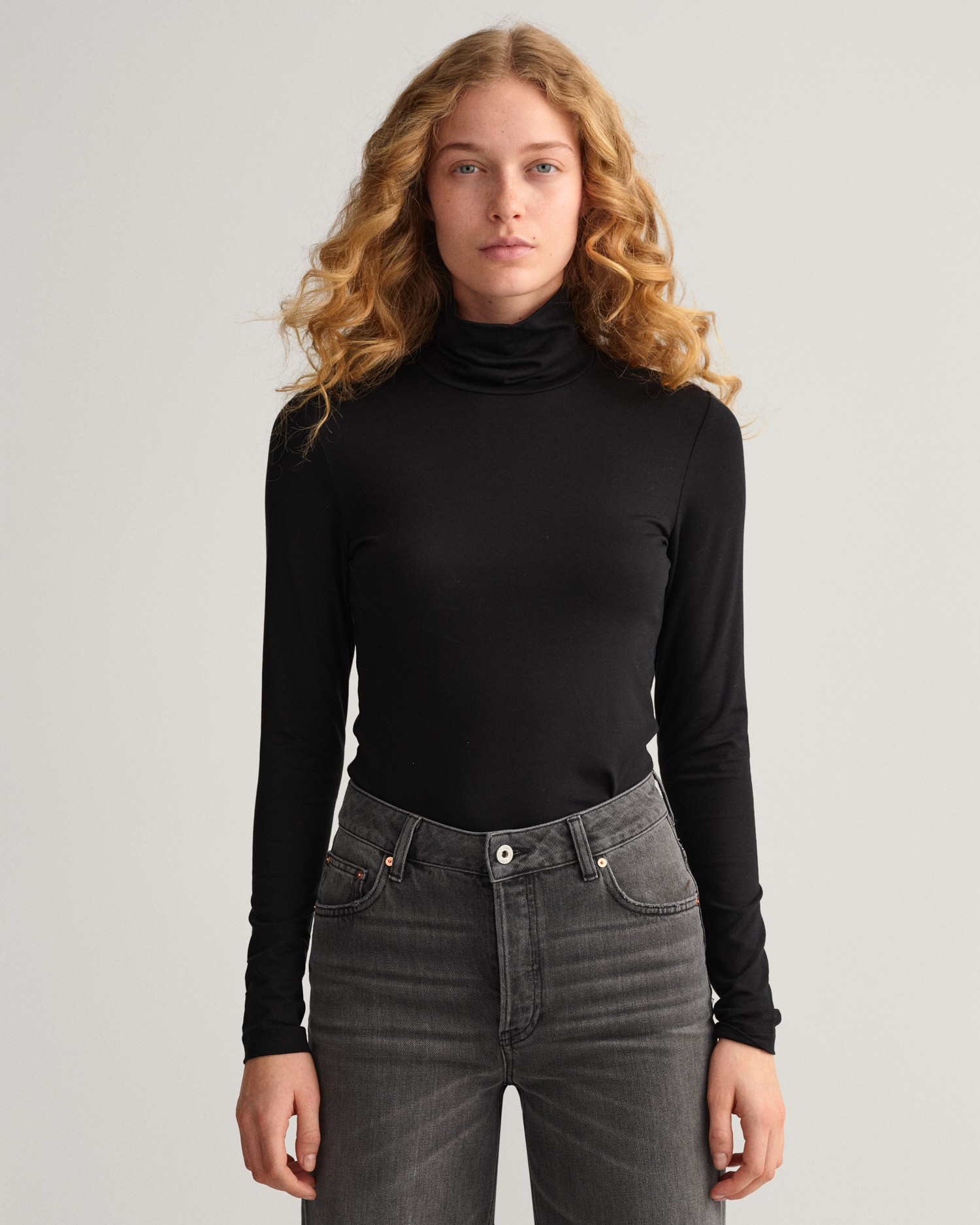 Jersey Long Sleeve Turtleneck Sweater 