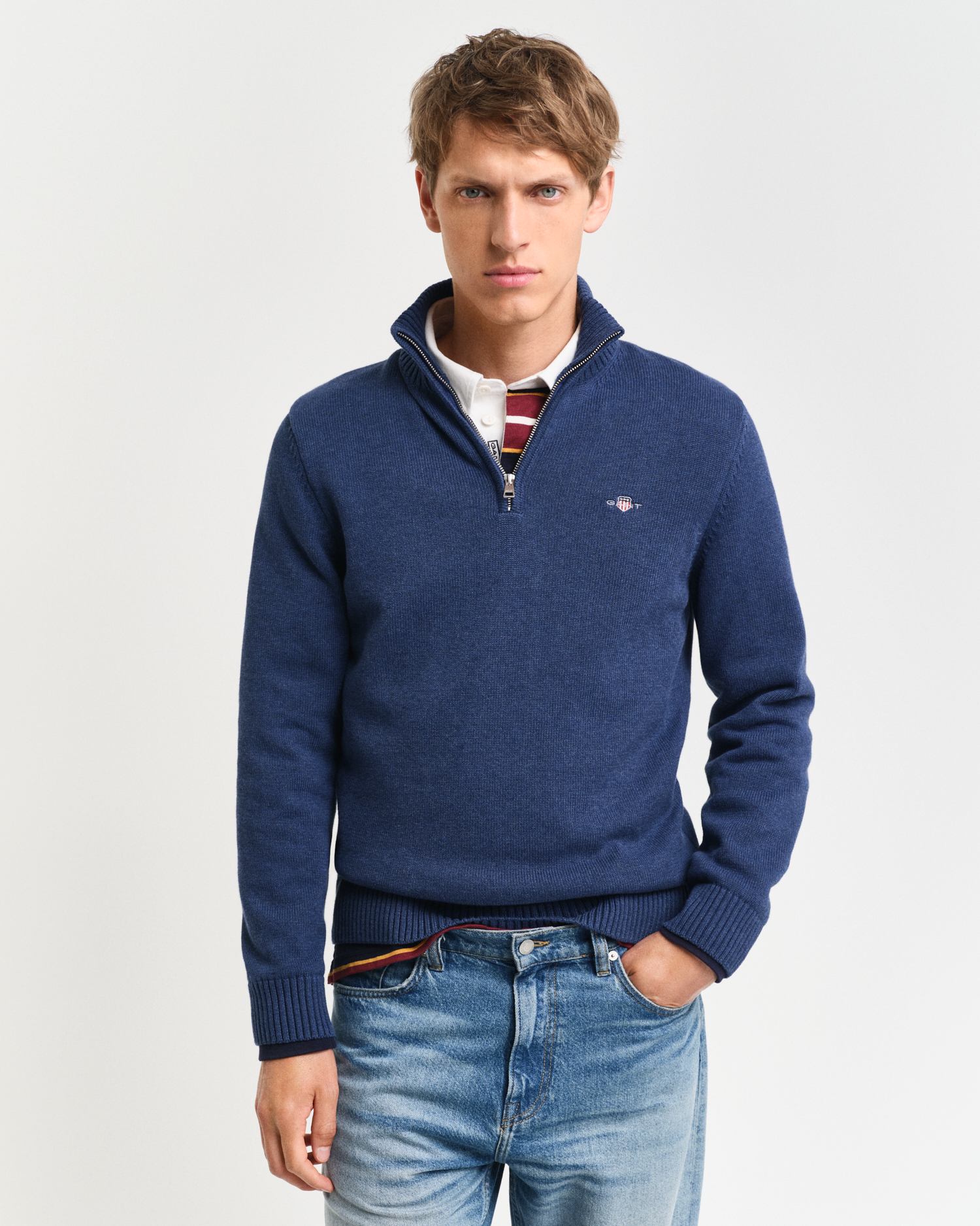 Gant Men's Casual Cotton Half-Zip Sweater ) 4XL