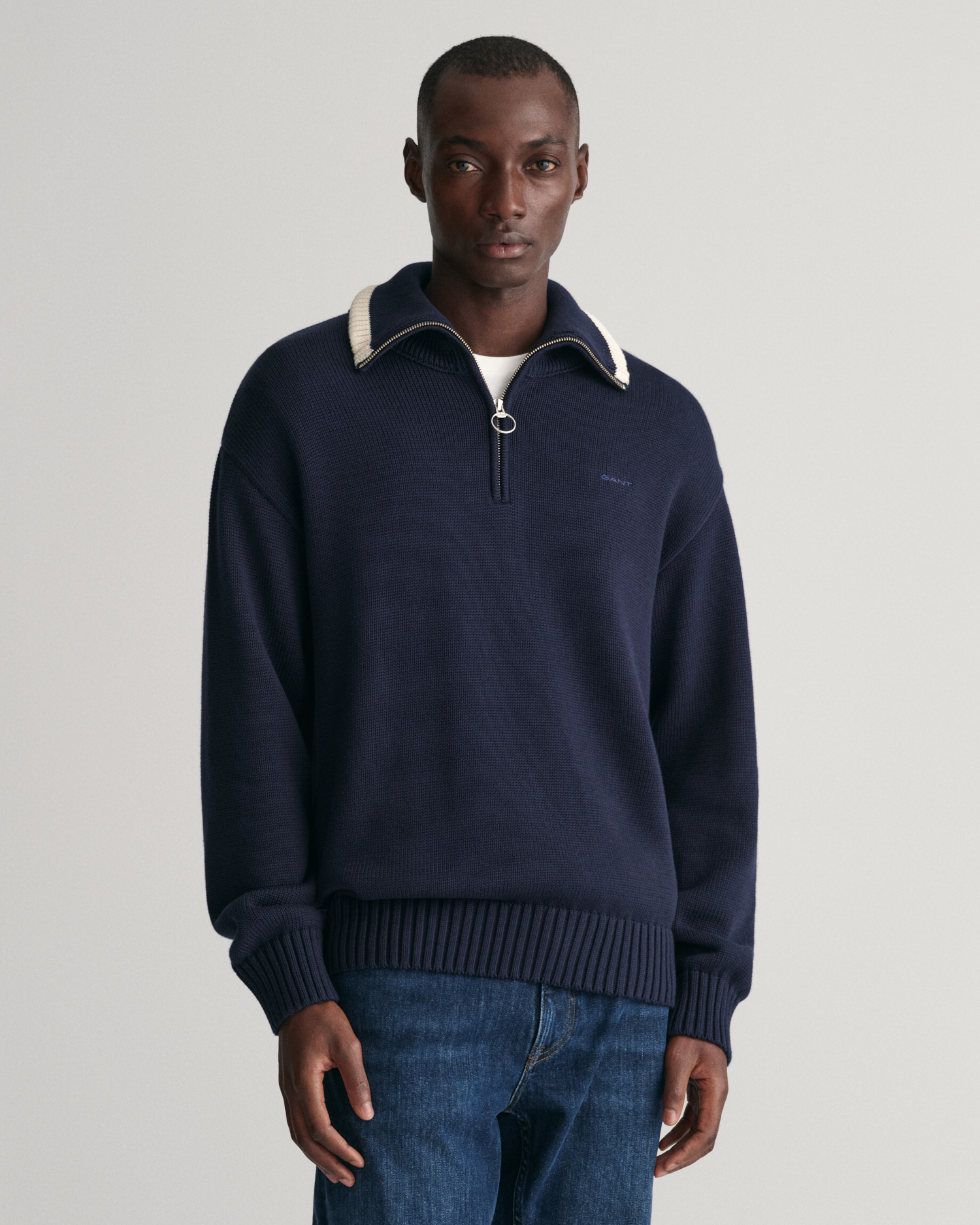 Plain Cotton Half-Zip Sweater - GANT